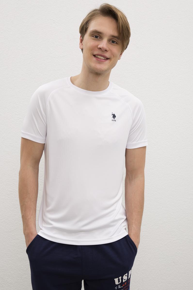 Erkek Beyaz Bisiklet Yaka T-Shirt