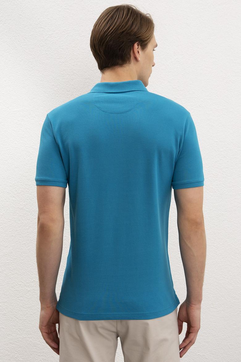 Erkek Petrol Polo Yaka T-Shirt Basic - 50218140081
