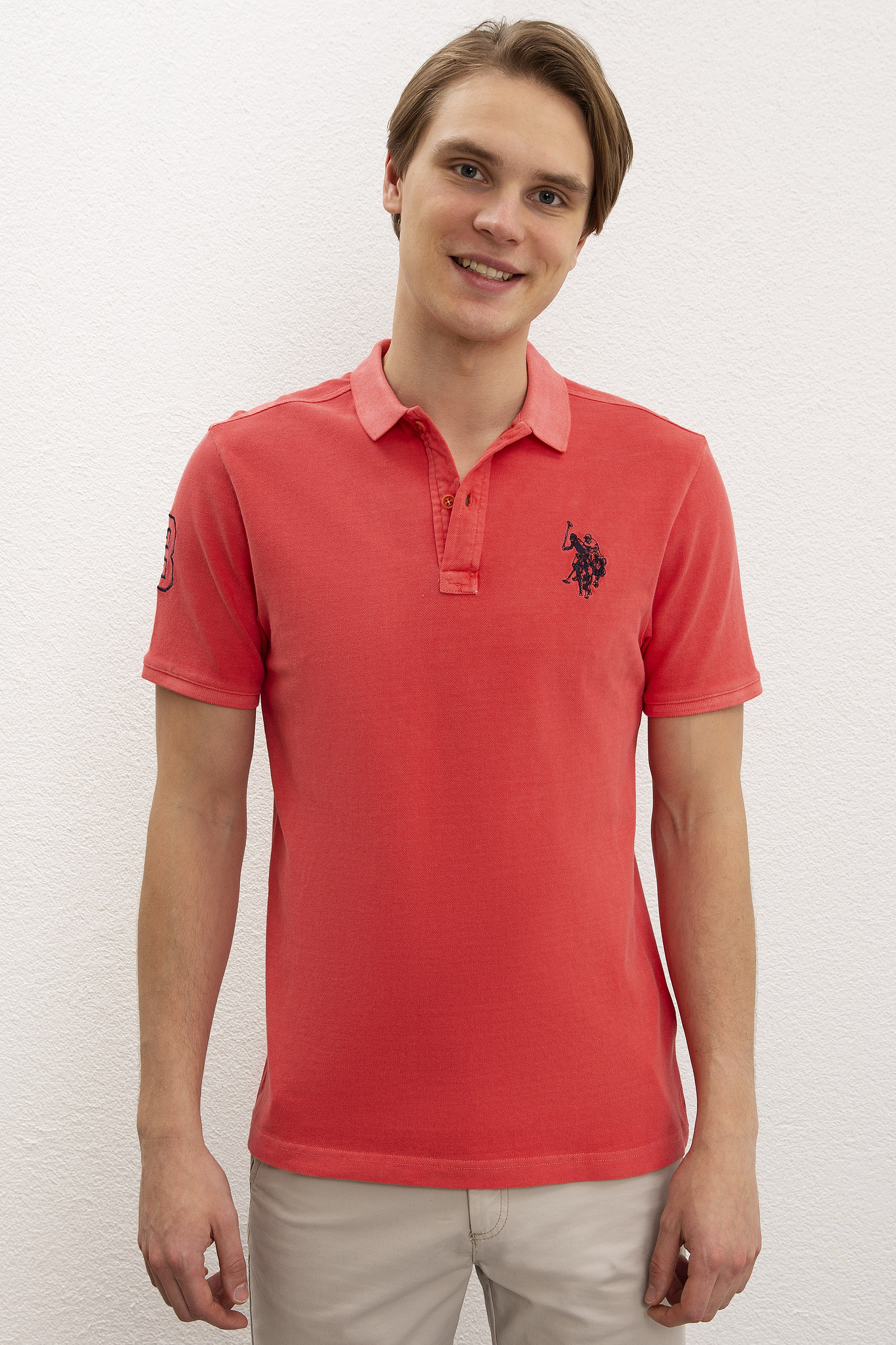 Erkek Nar Çiçeği Polo Yaka T-Shirt Basic - Image 1