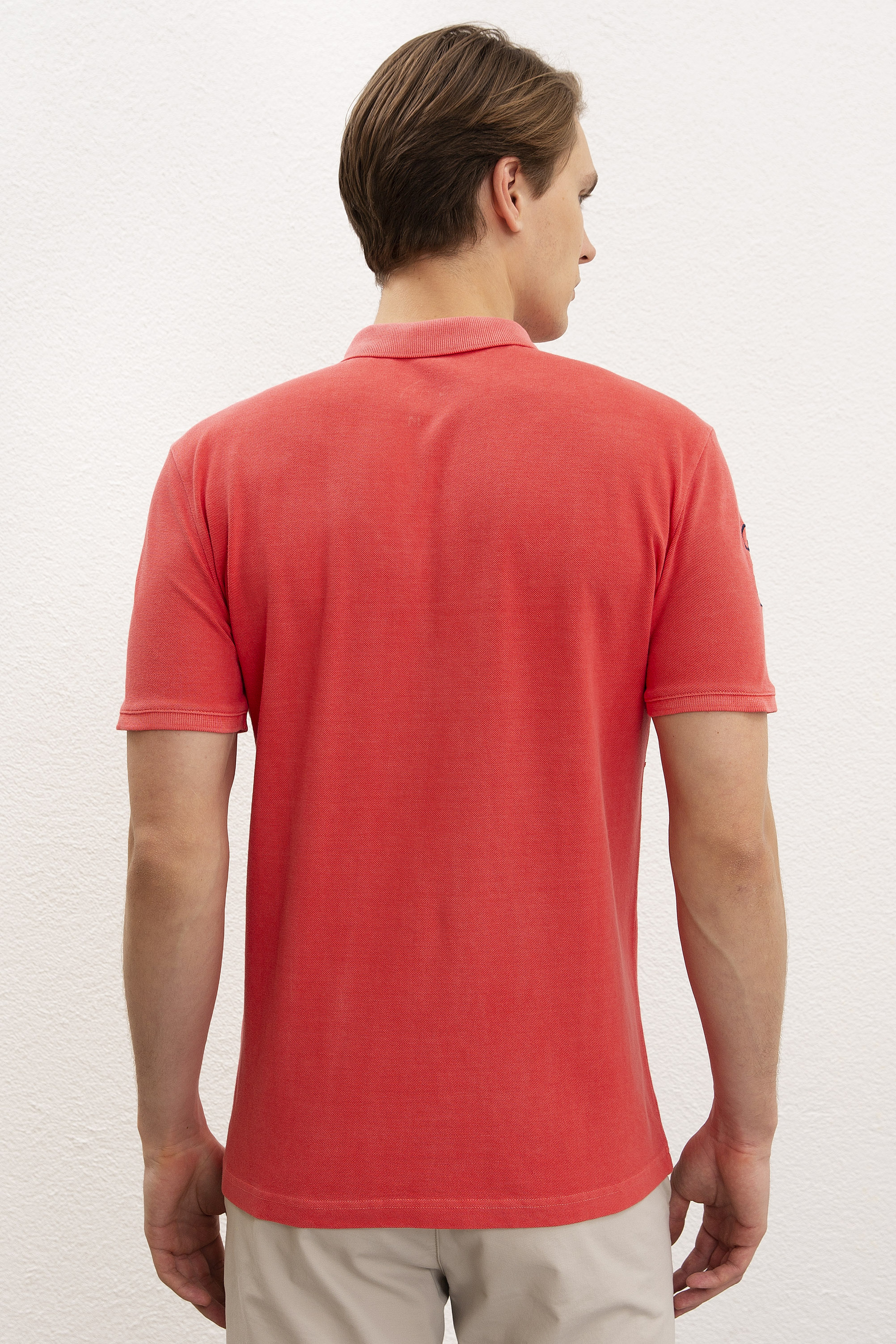 Erkek Nar Çiçeği Polo Yaka T-Shirt Basic - Image 3