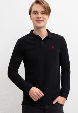 Erkek Siyah Polo Yaka Sweatshirt Basic - 50209212081
