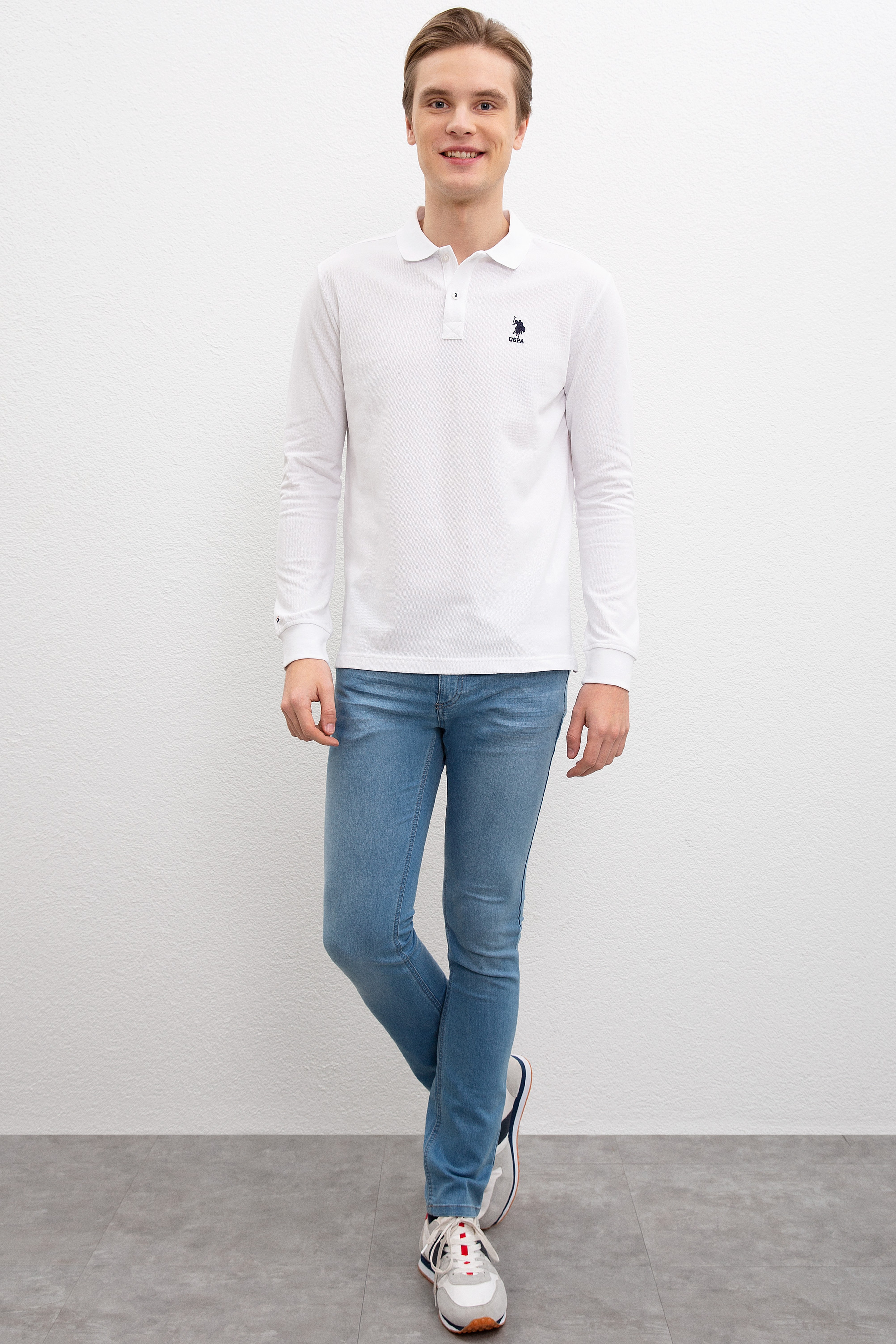 Erkek Beyaz Basic Sweatshirt - Image 4