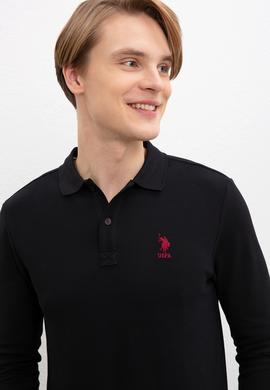 Erkek Siyah Polo Yaka Sweatshirt Basic - 50209212081