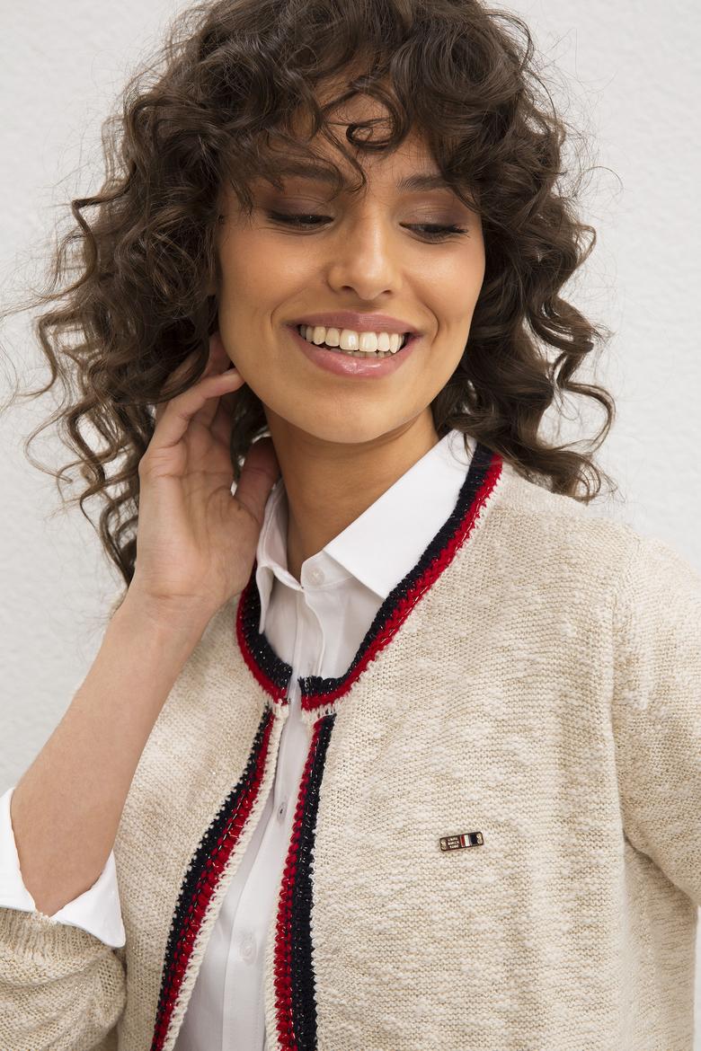 Kadın Beyaz Triko Hırka - 50199340002