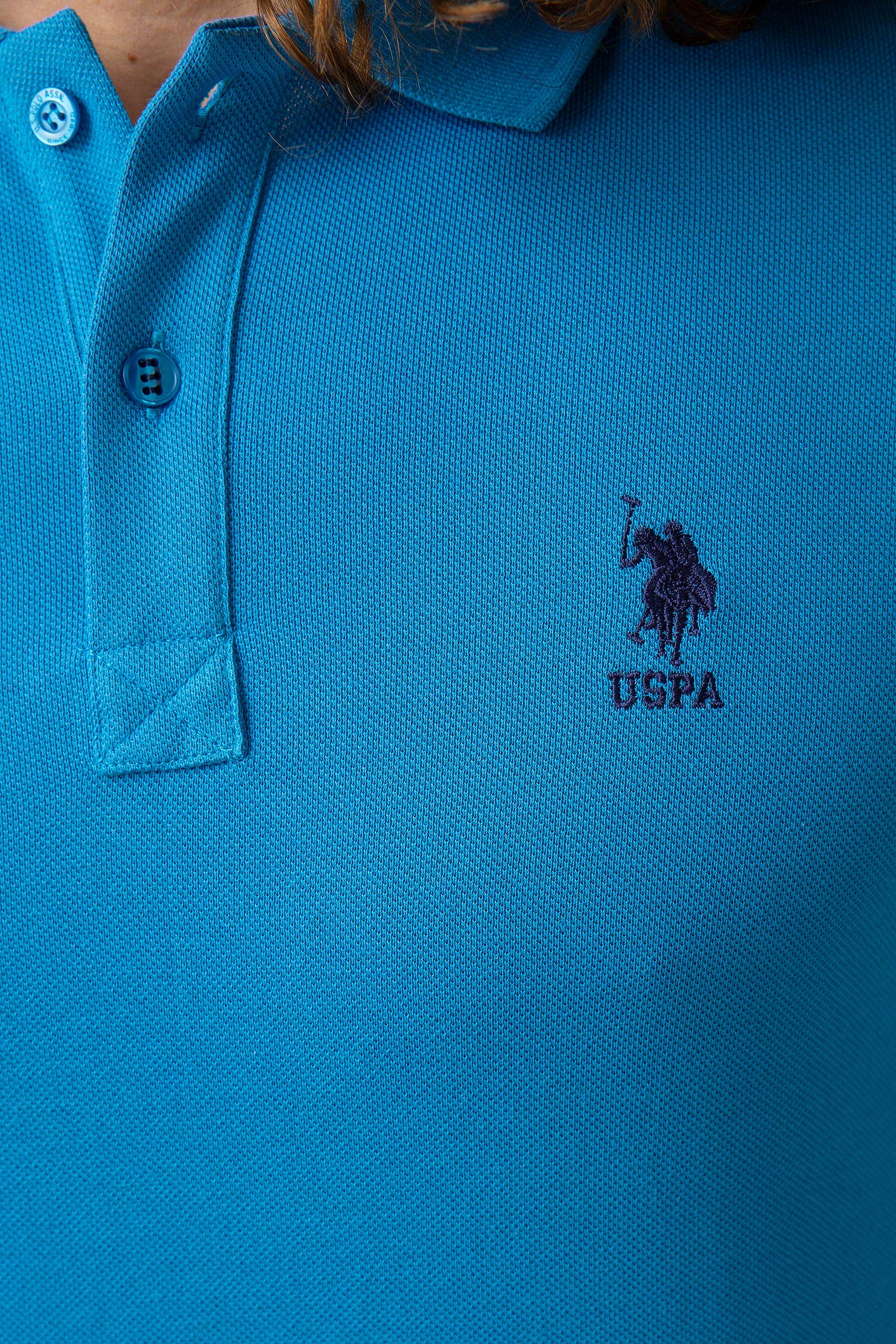 Erkek İndigo Polo Yaka T-Shirt Basic - Image 5