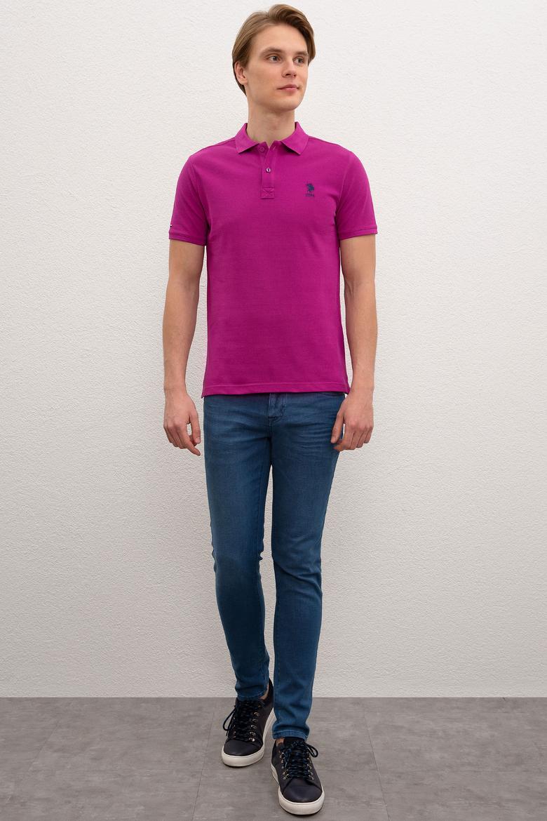 Erkek Menekşe Polo Yaka Basic T-Shirt - 50199819281