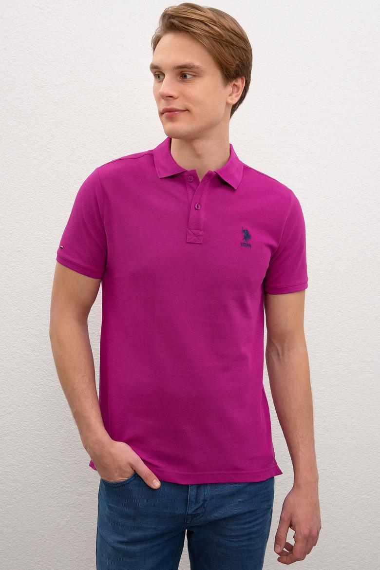 Erkek Menekşe Polo Yaka Basic T-Shirt