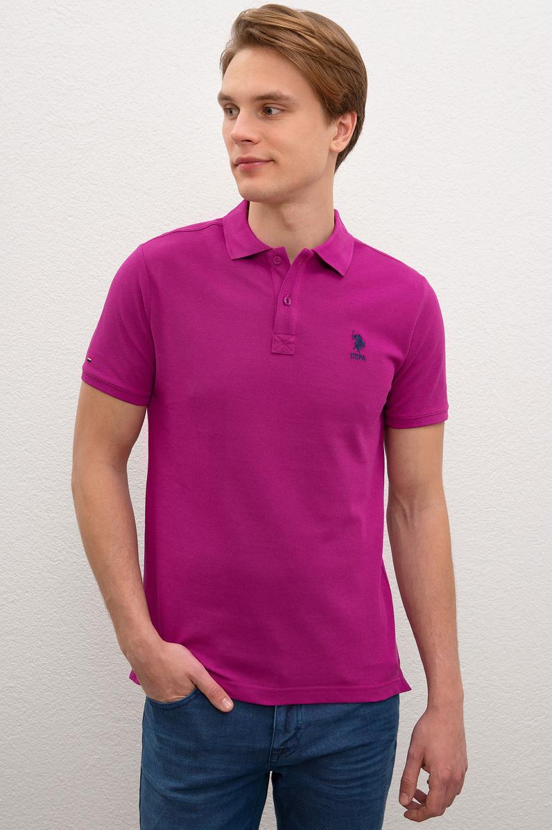 Erkek Menekşe Polo Yaka Basic T-Shirt