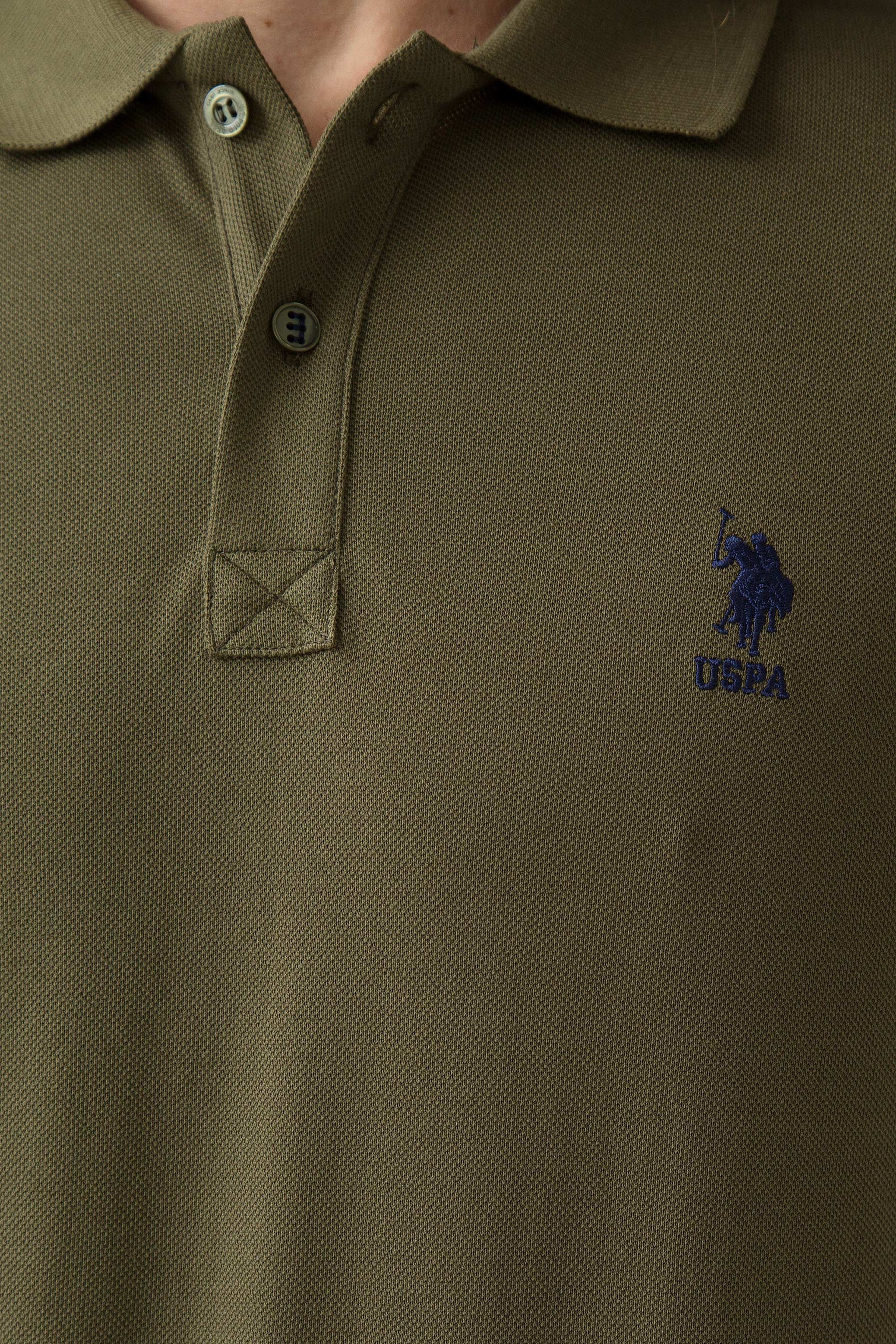 Erkek Koyu Haki Polo Yaka T-Shirt Basic - Image 5
