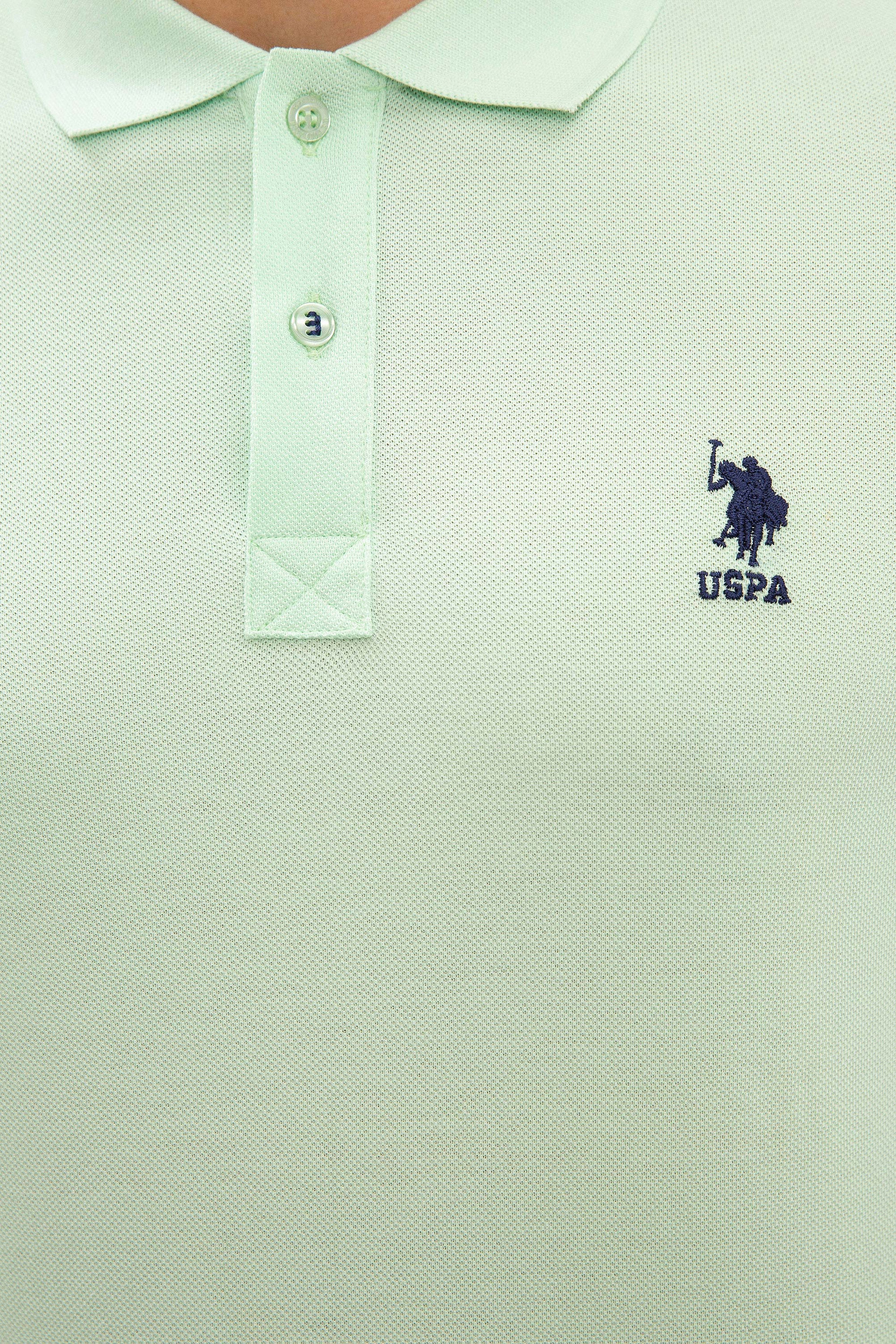 Erkek Su Yeşili Polo Yaka T-Shirt Basic - Image 5