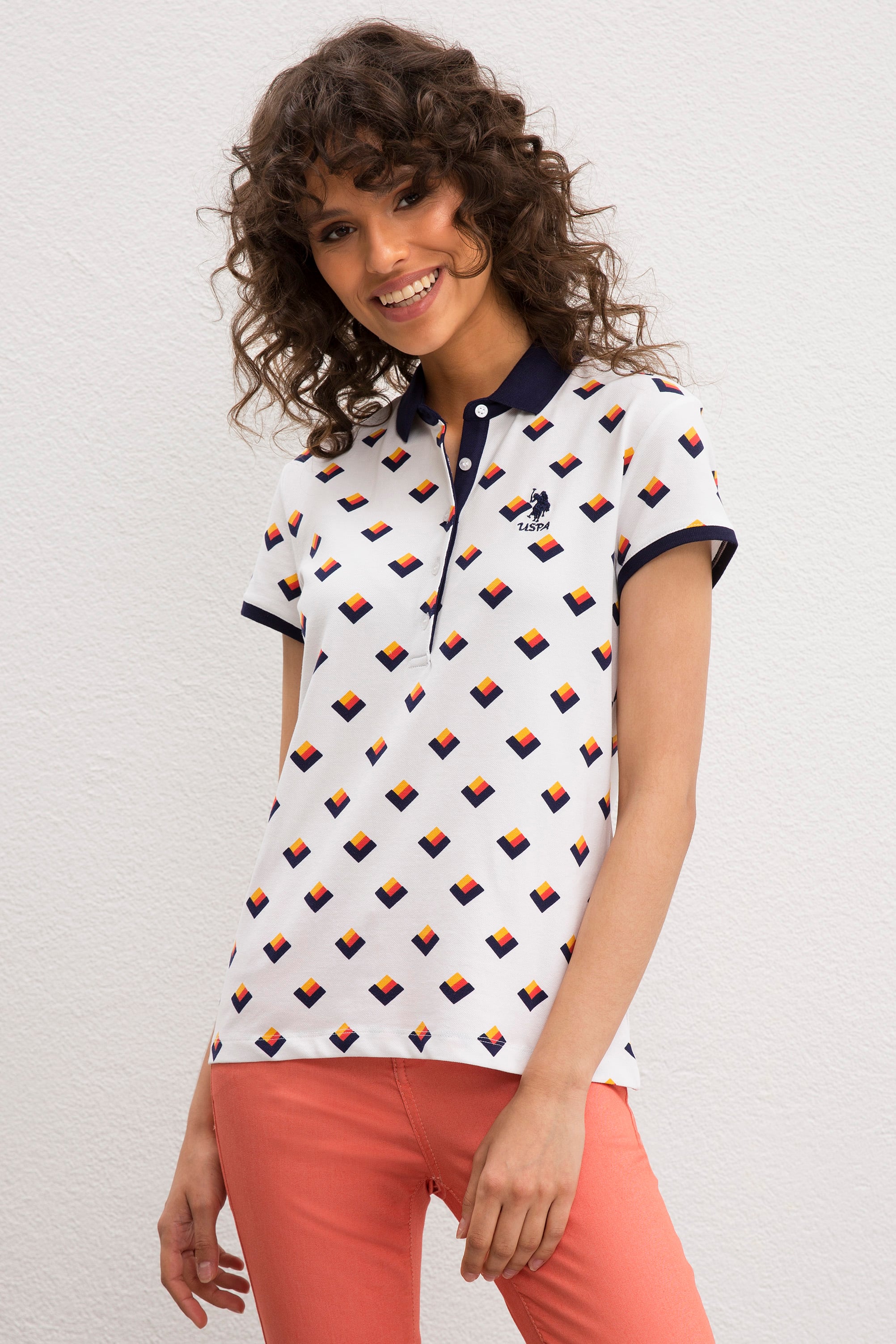 Kadın Beyaz Polo Yaka T-Shirt