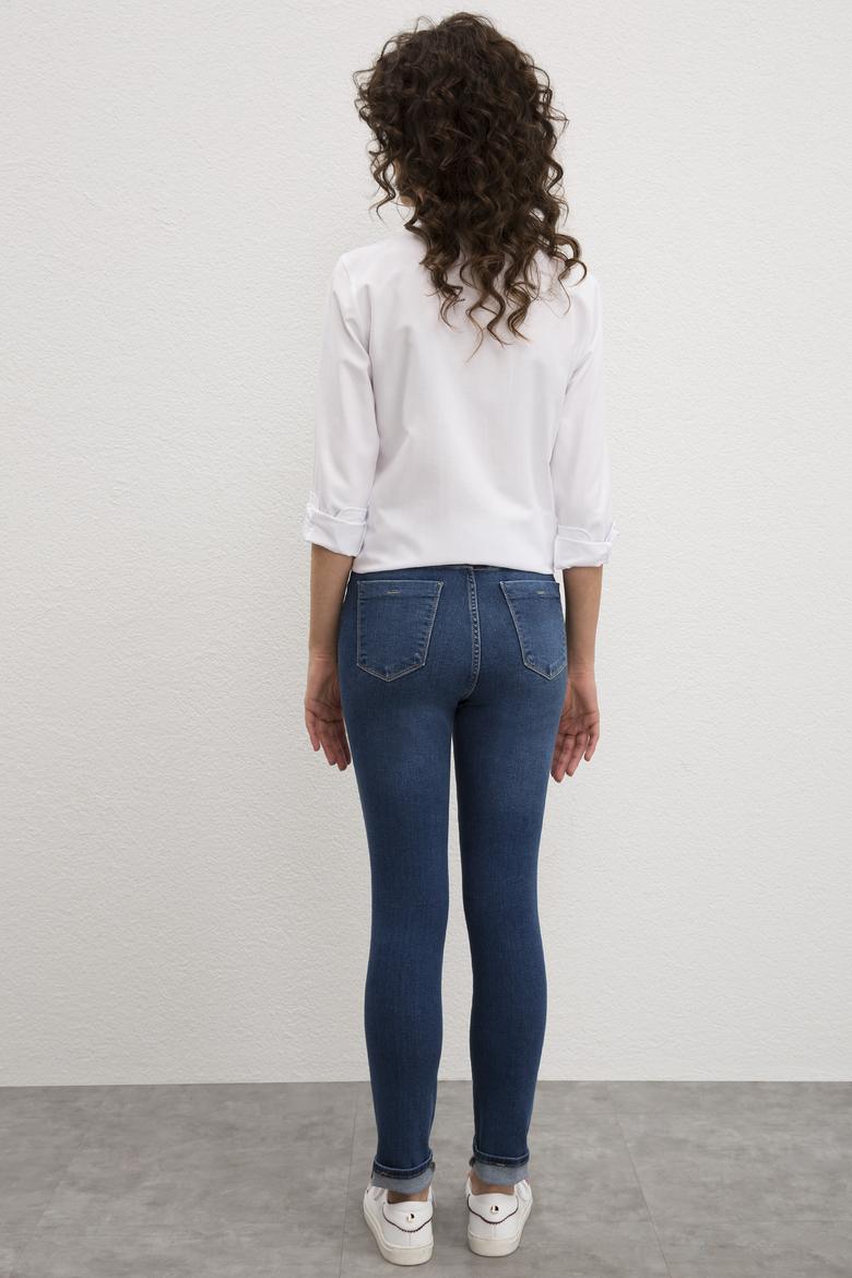 Kadın Mavi Jean Pantolon - 50222762001