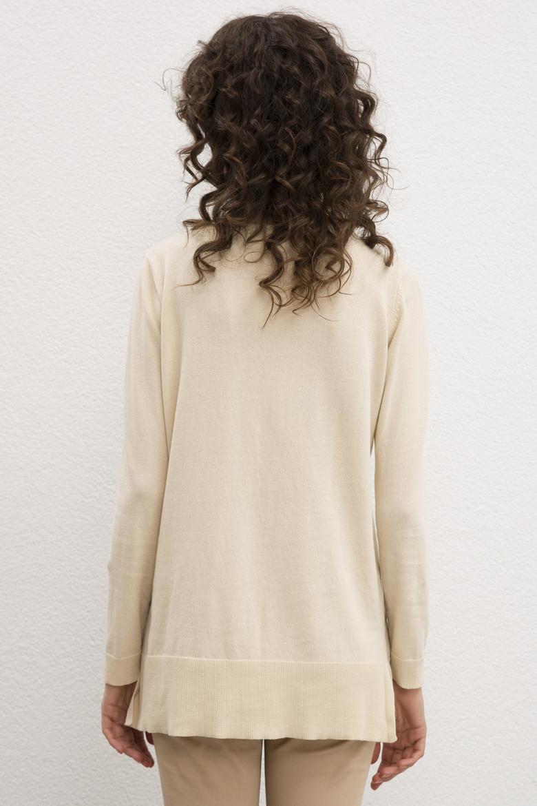 Kadın Beyaz Triko Kazak Basic - 50206447022