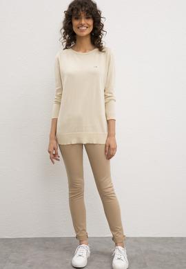 Kadın Beyaz Triko Kazak Basic - 50206447022