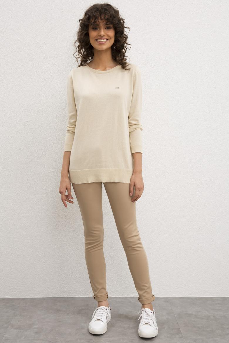 Kadın Beyaz Triko Kazak Basic - 50206447022