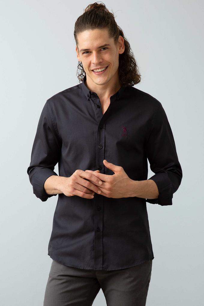 Erkek Siyah Gömlek Uzunkol