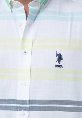 Erkek Yeşil Sarı Yatay Çizgili Gömlek Uzunkol - 50199364001