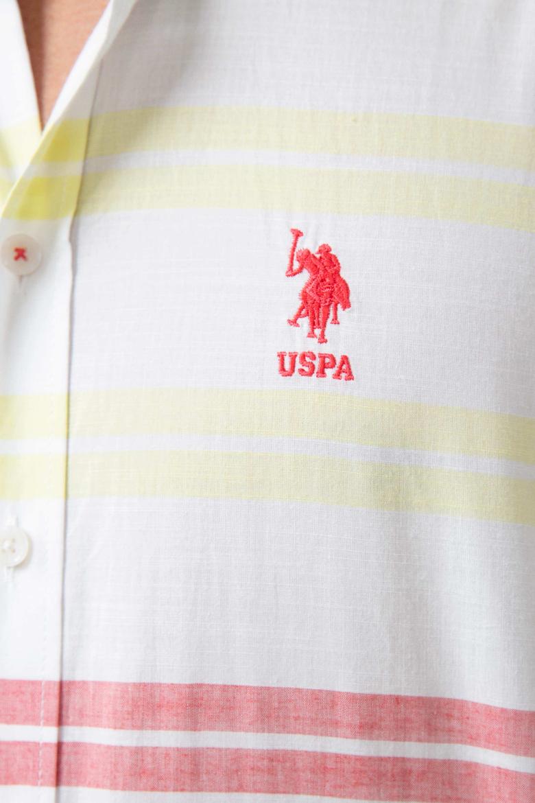 Erkek Kırmızı Sarı Yatay Çizgili Gömlek Uzunkol - 50199364024