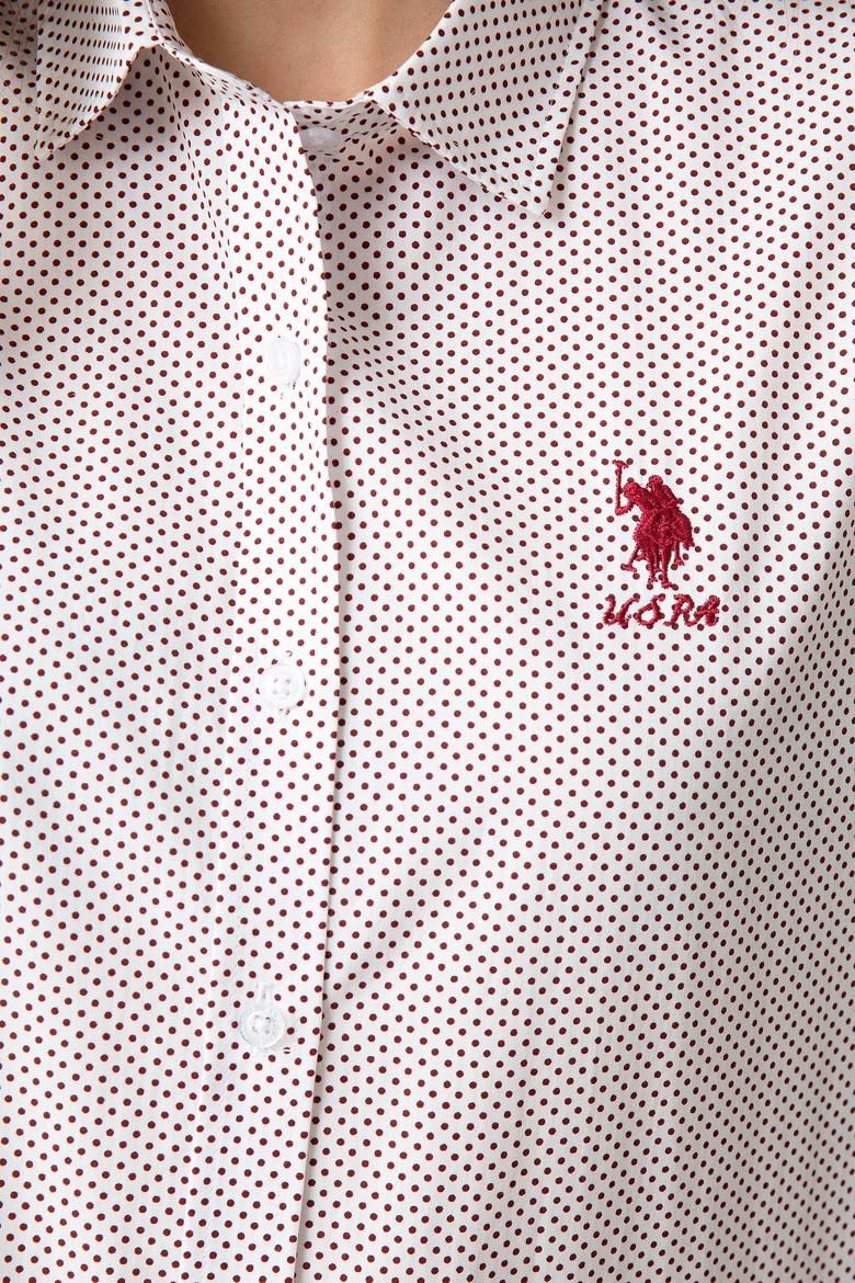 Kadın Bordo Desenli Gömlek Uzunkol - 50199594018