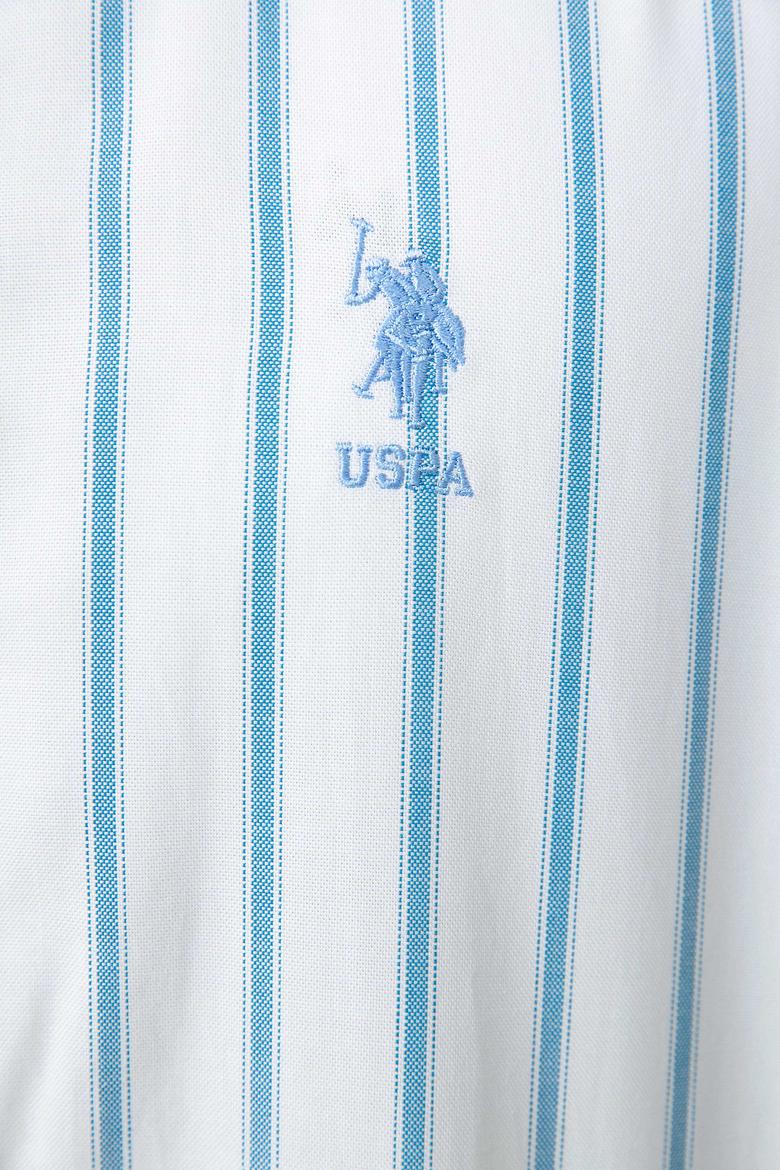 Erkek Mavi Dikey Çizgili Gömlek Uzunkol - 50199849001