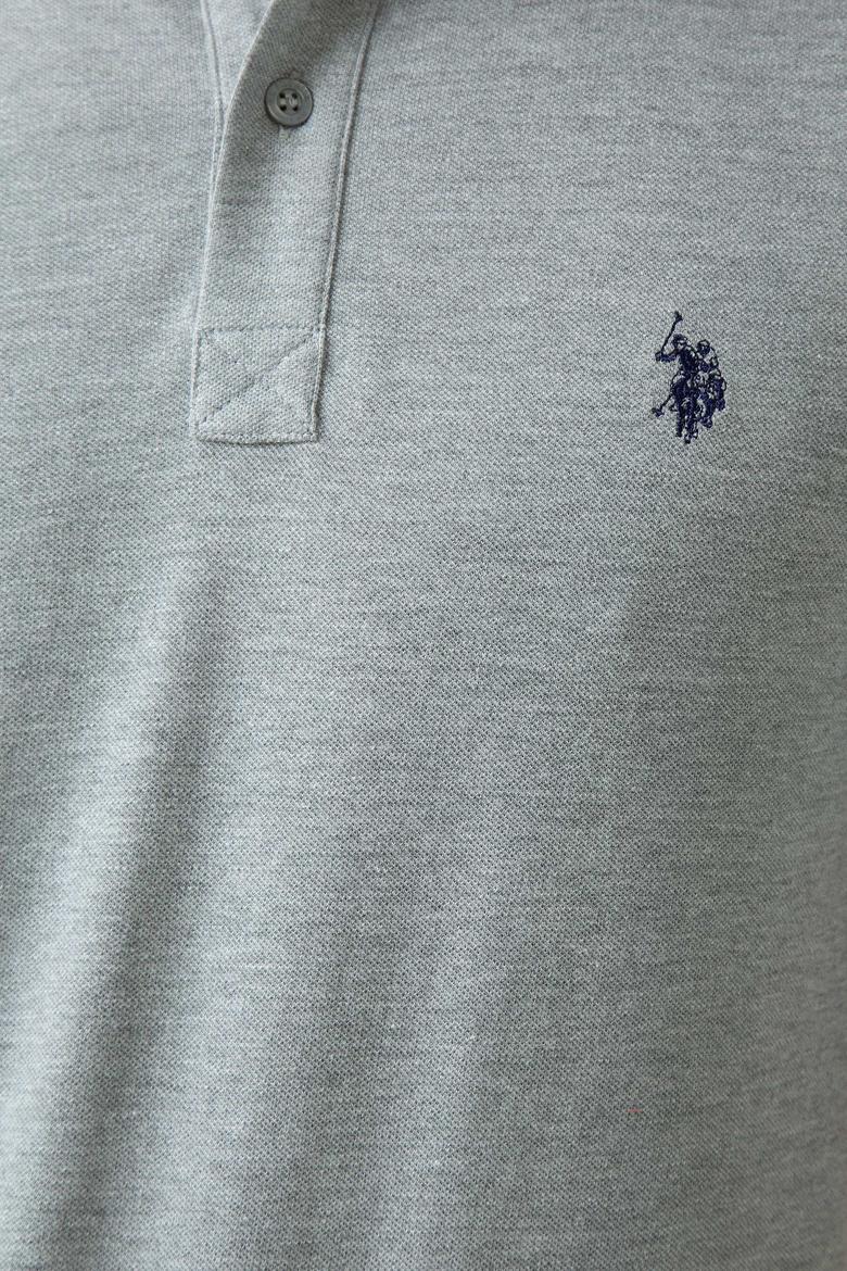 Erkek Gri Melanj Polo Yaka Basic T-Shirt - 50199991025