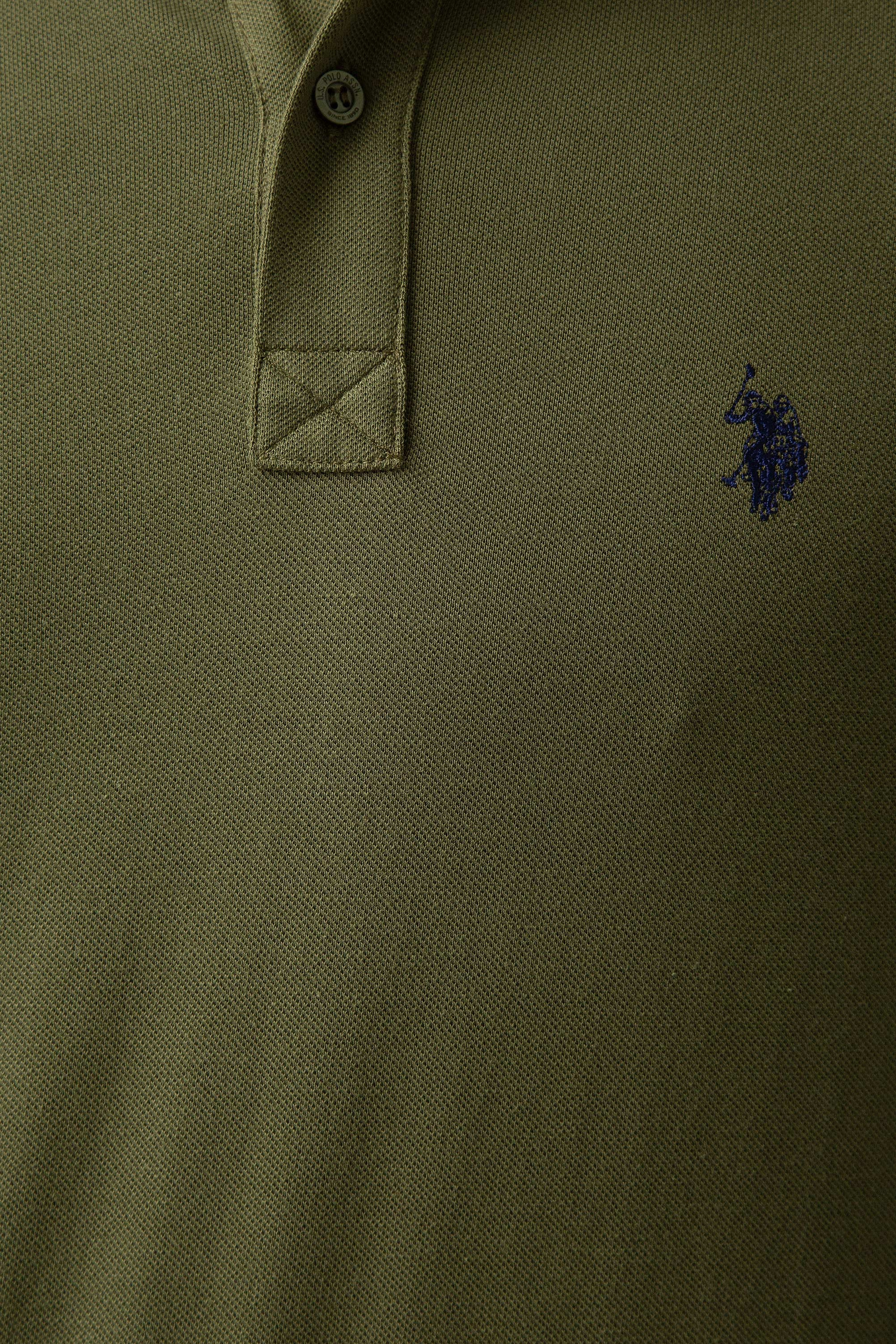 Erkek Koyu Haki Polo Yaka T-Shirt Basic - Image 4