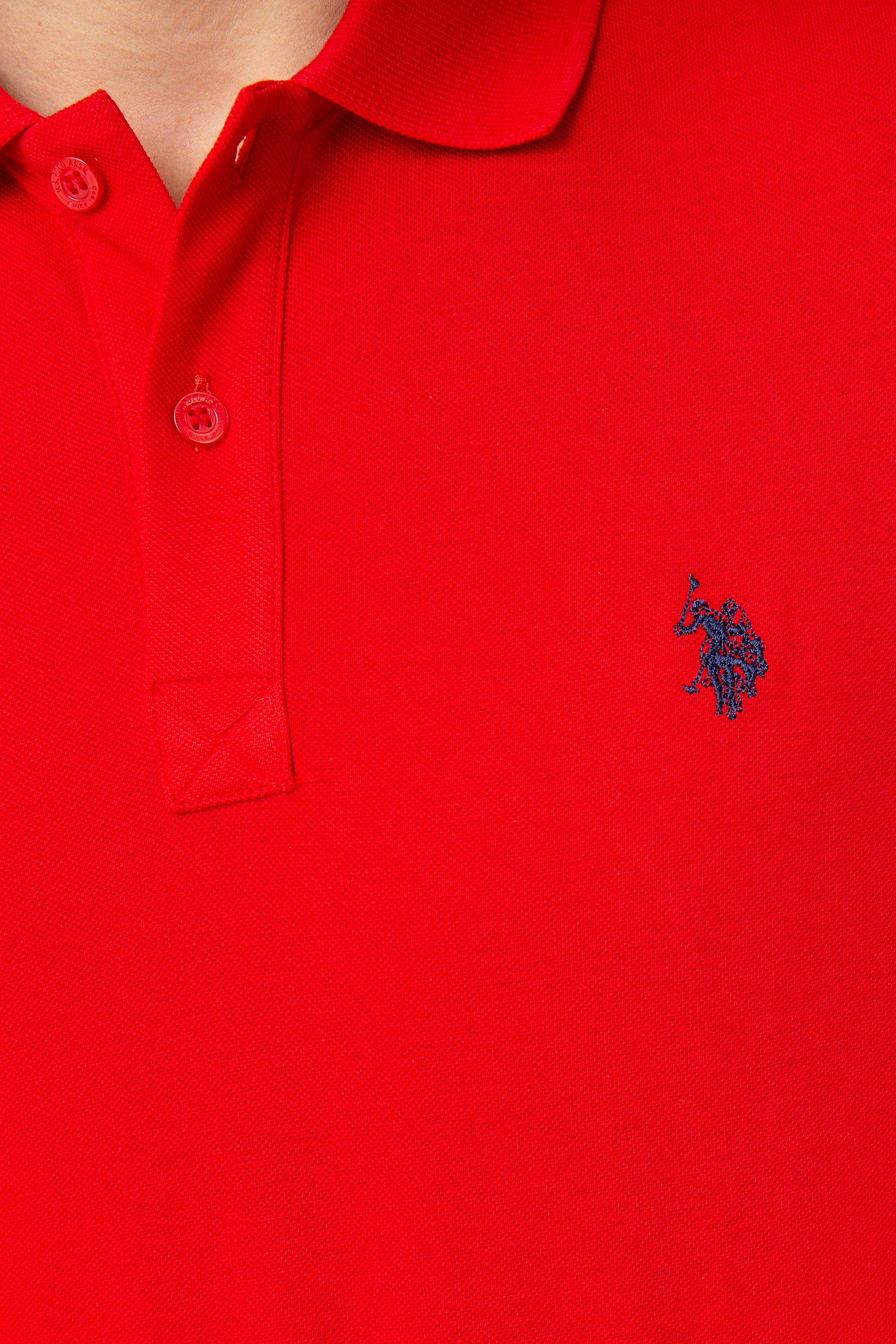 Erkek Kırmızı Basic Polo Yaka Tişört - Image 5