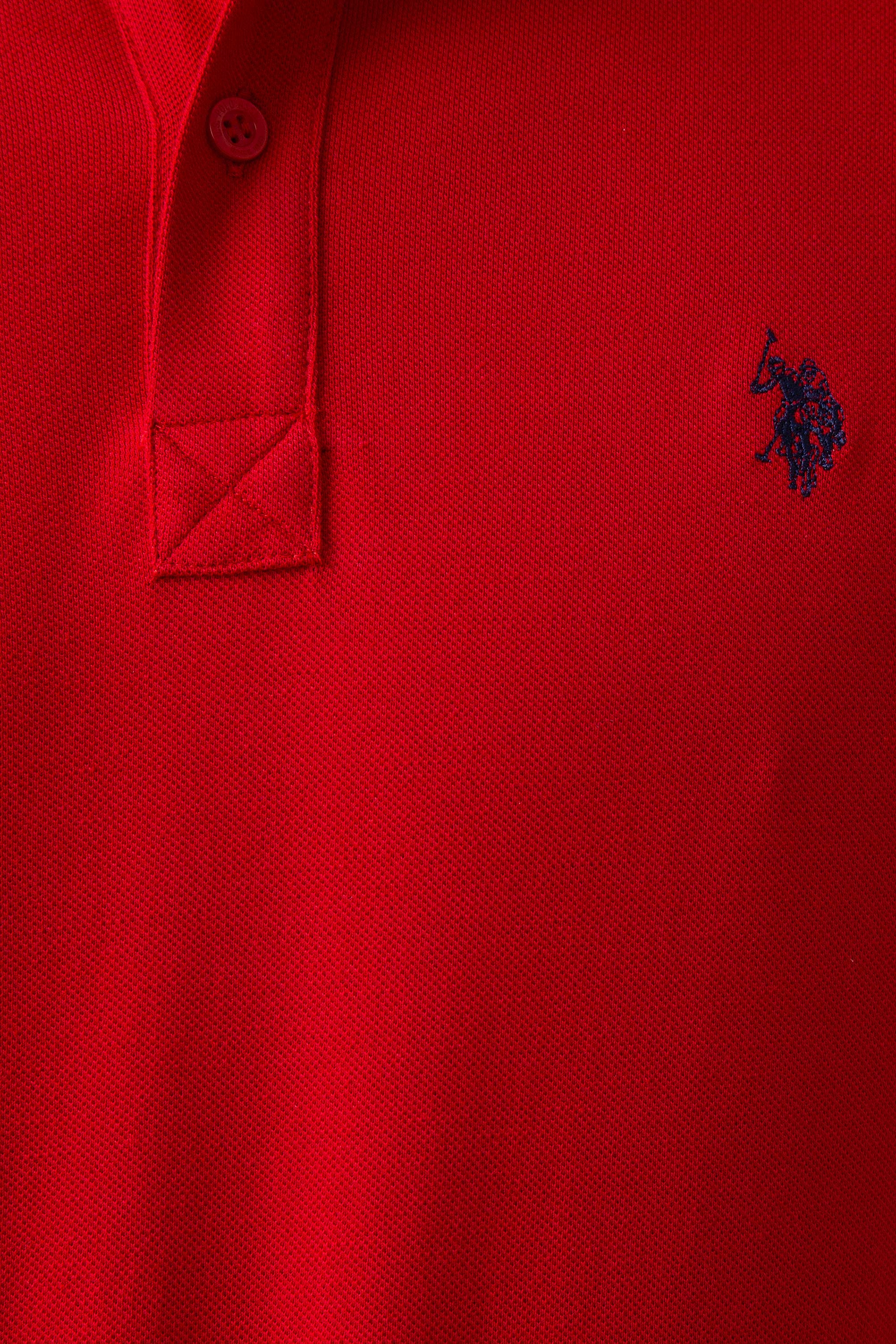 Erkek Kırmızı Basic Polo Yaka Tişört - Image 5
