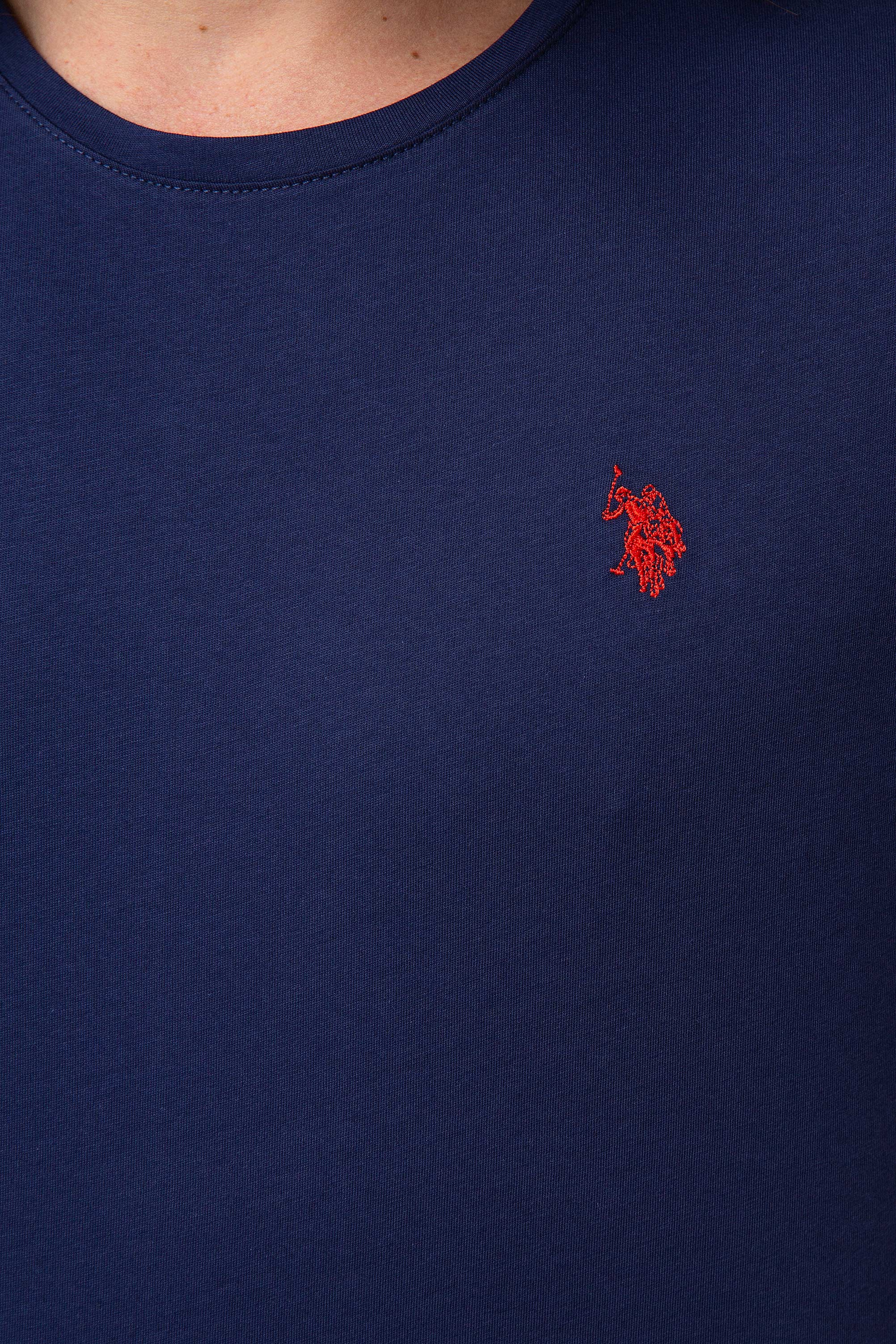 Erkek Lacivert Bisiklet Yaka T-Shirt Basic - Image 5