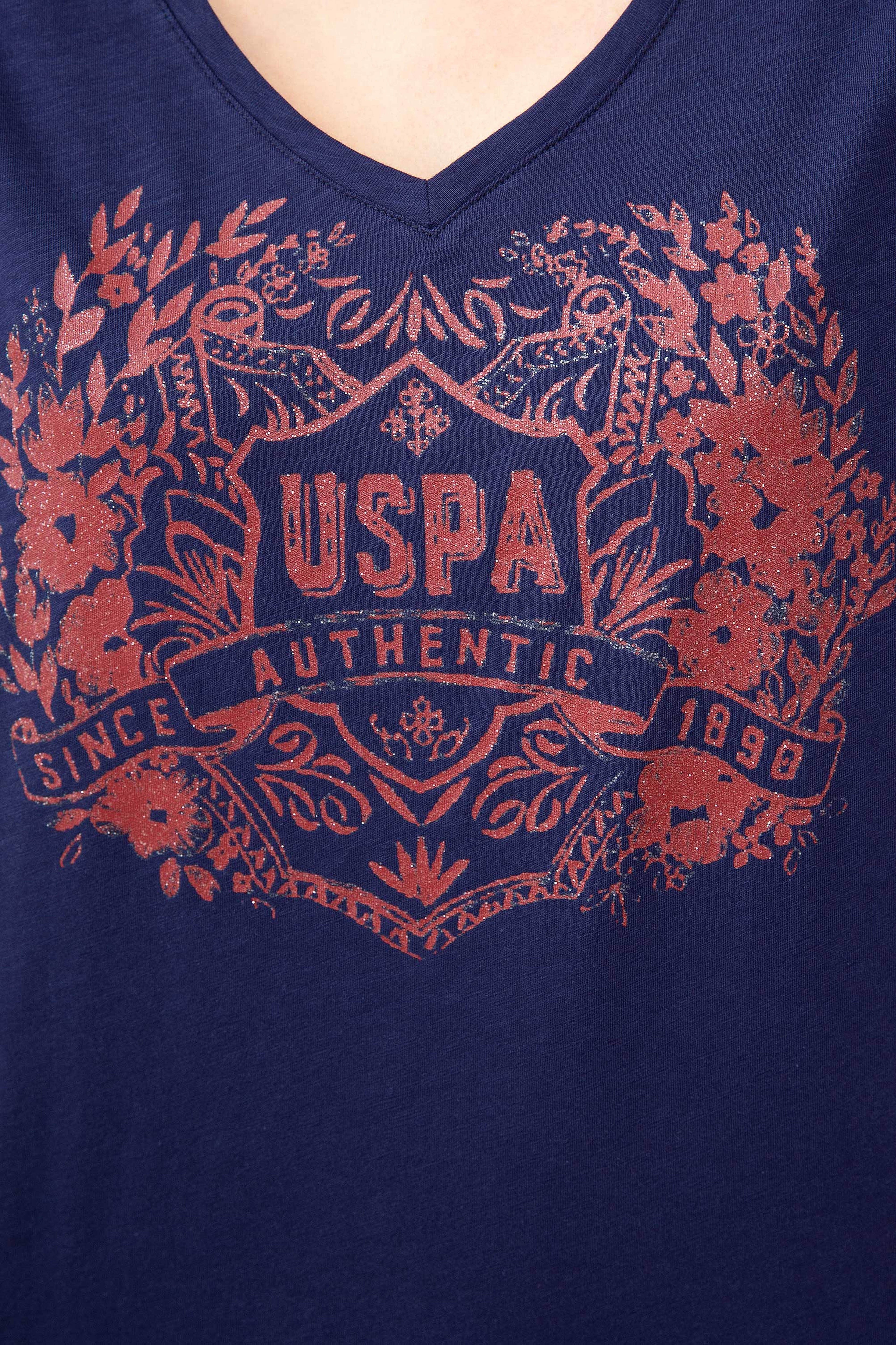 Kadın Lacivert V - Yaka T-Shirt