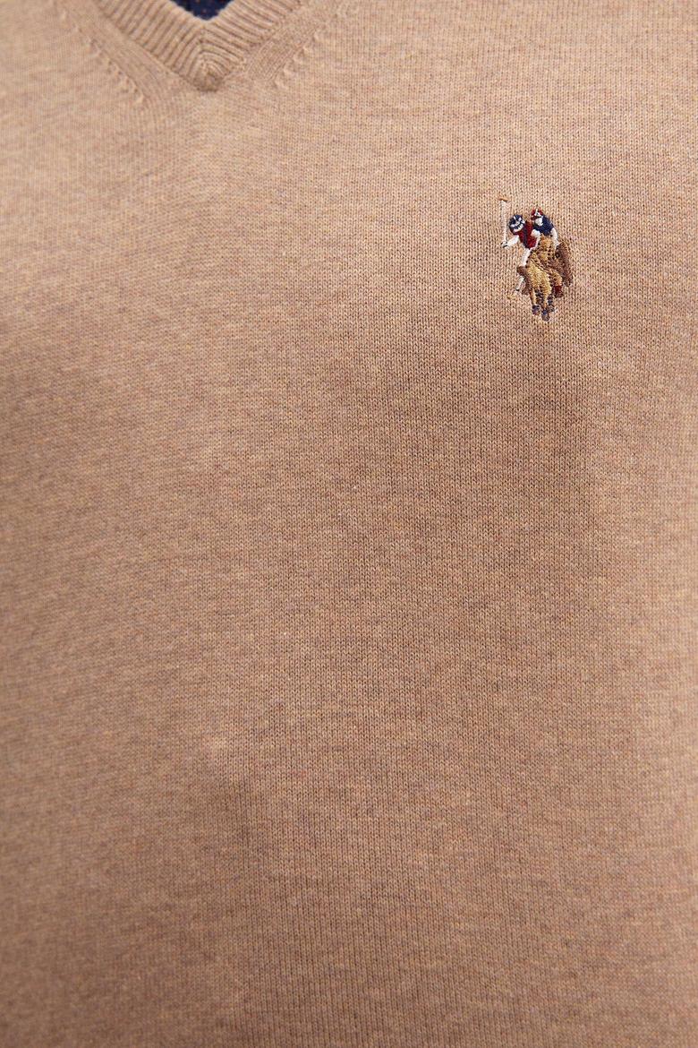 Erkek Camel Melanj V-Yaka Triko Kazak Basic - 50207651056