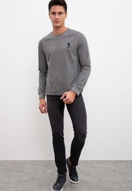 Erkek Antrasit Melanj Bisiklet Yaka Sweatshirt Basic - 50207317036
