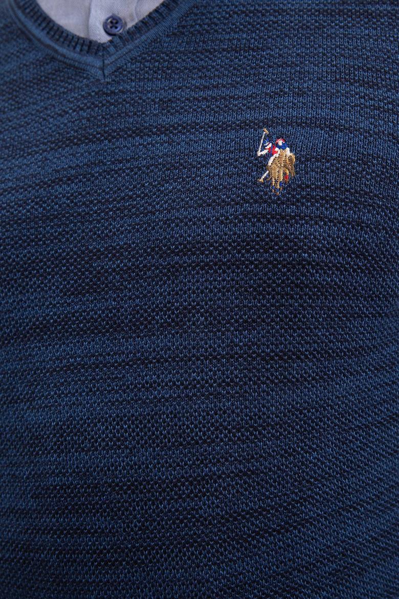 Erkek Lacivert V-Yaka Triko Kazak - 50207652059