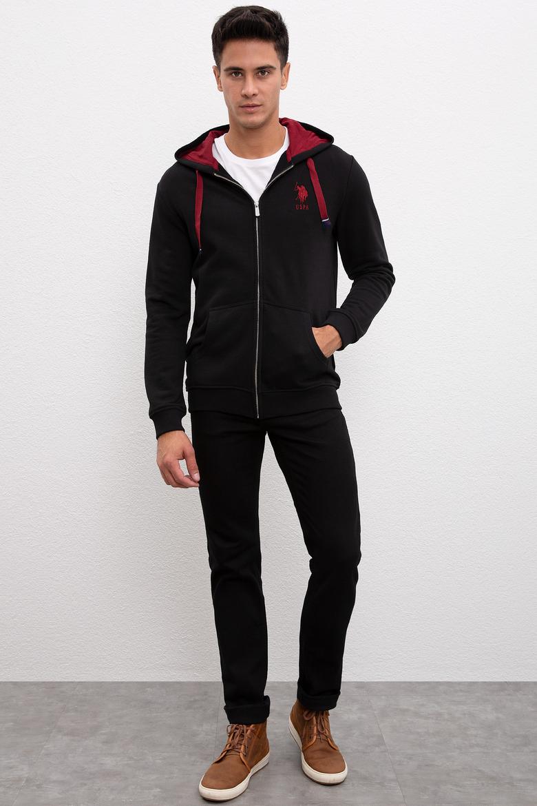 Erkek Siyah Kapüşonlu Fermuarlı Sweatshirt - 50207316007