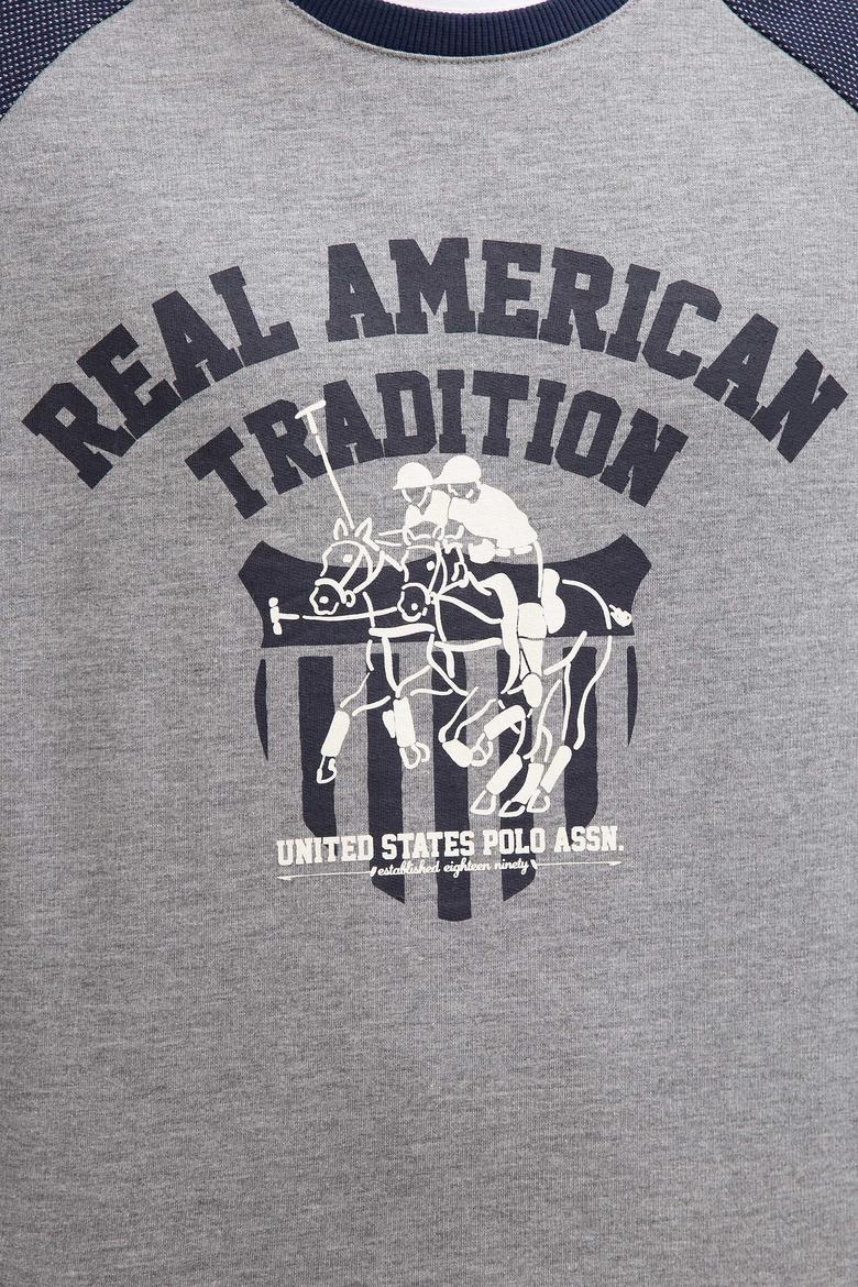 Erkek Gri Melanj Bisiklet Yaka Sweatshirt - 50208645021