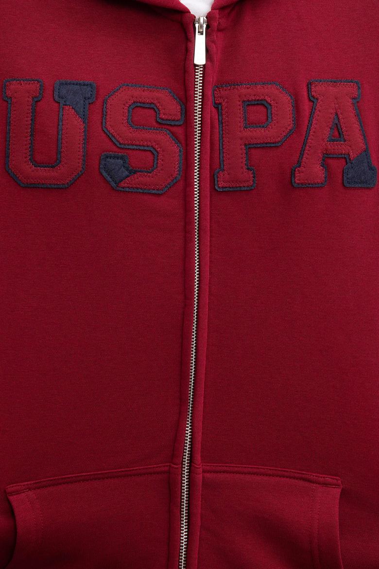 Erkek Bordo Kapüşonlu Fermuarlı Sweatshirt - 50207307055