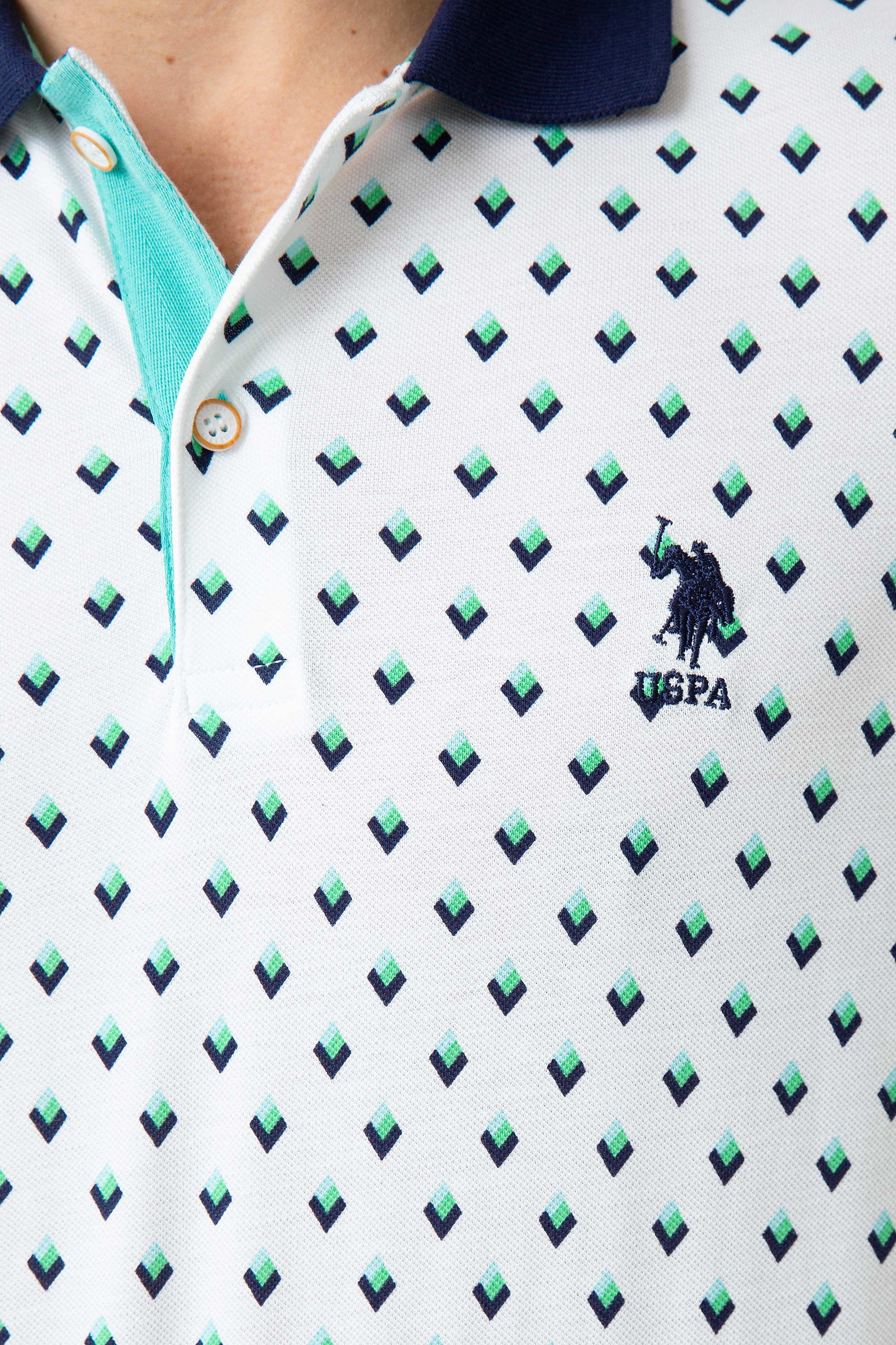 Erkek Beyaz Polo Yaka T-Shirt - Image 5