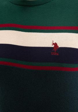 Erkek Koyu Yeşil Bisiklet Yaka Triko Kazak - 50207653014