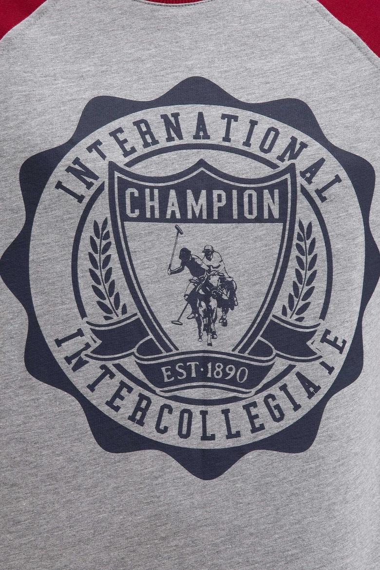 Erkek Gri Melanj Bisiklet Yaka Sweatshirt - 50208657029