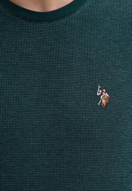 Erkek Koyu Yeşil Bisiklet Yaka Sweatshirt - 50207889053