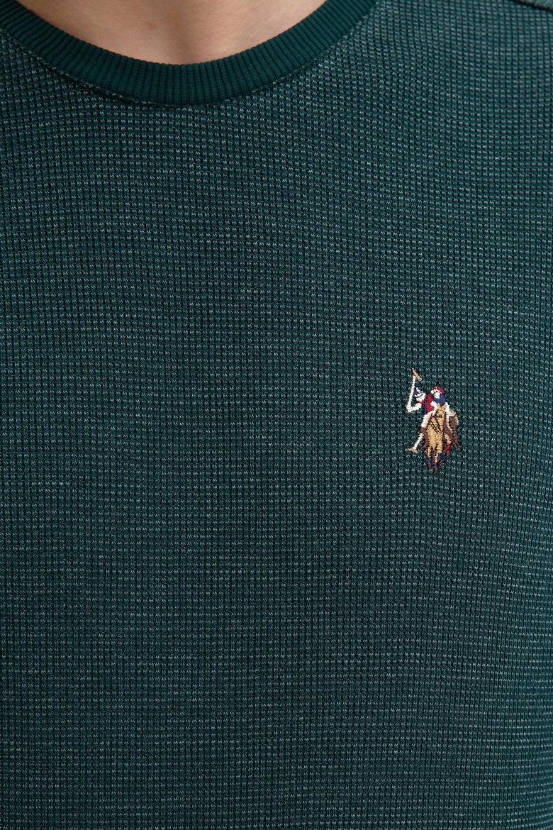 Erkek Koyu Yeşil Bisiklet Yaka Sweatshirt - 50207889053