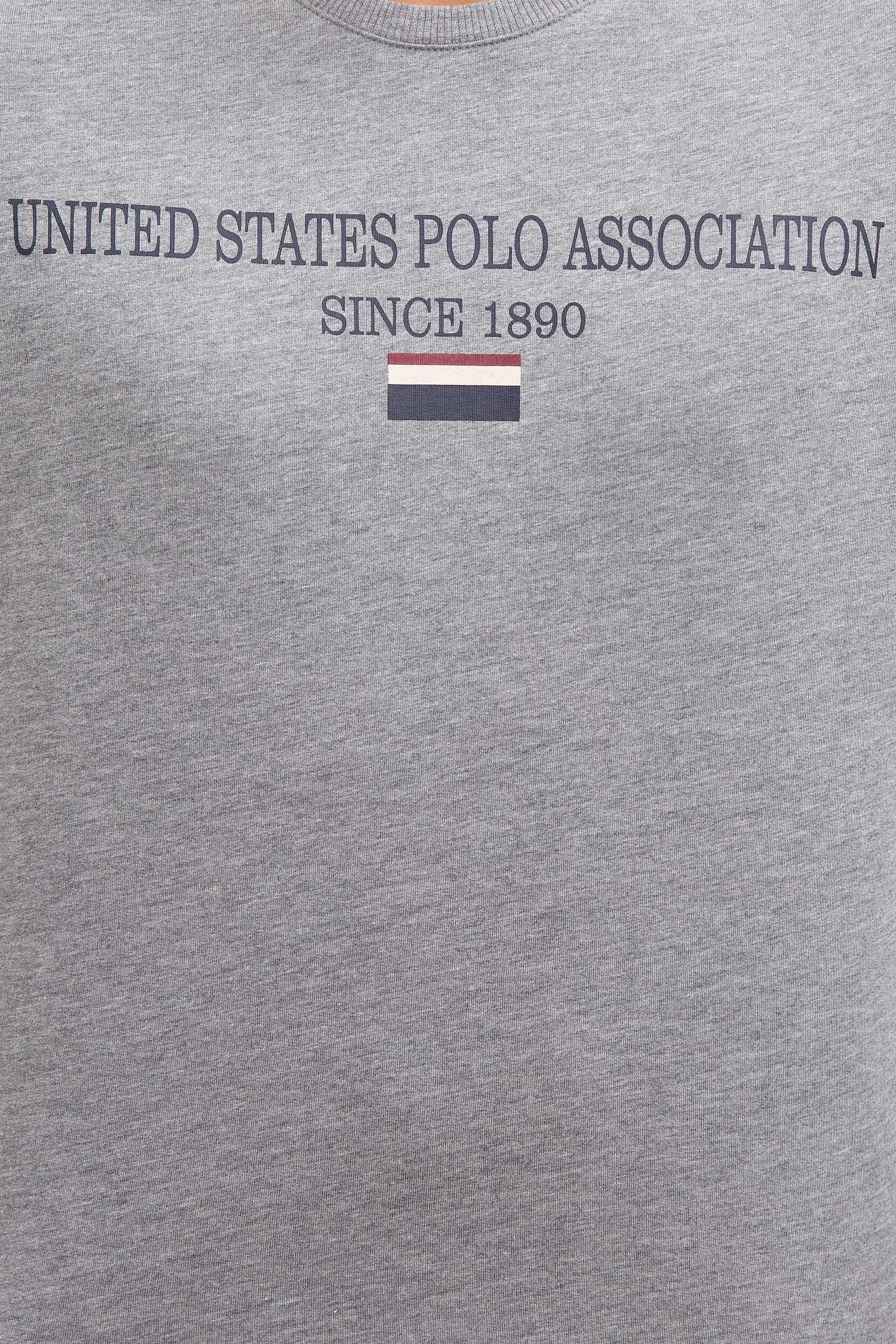 Erkek Gri Melanj Bisiklet Yaka Sweatshirt - Image 4