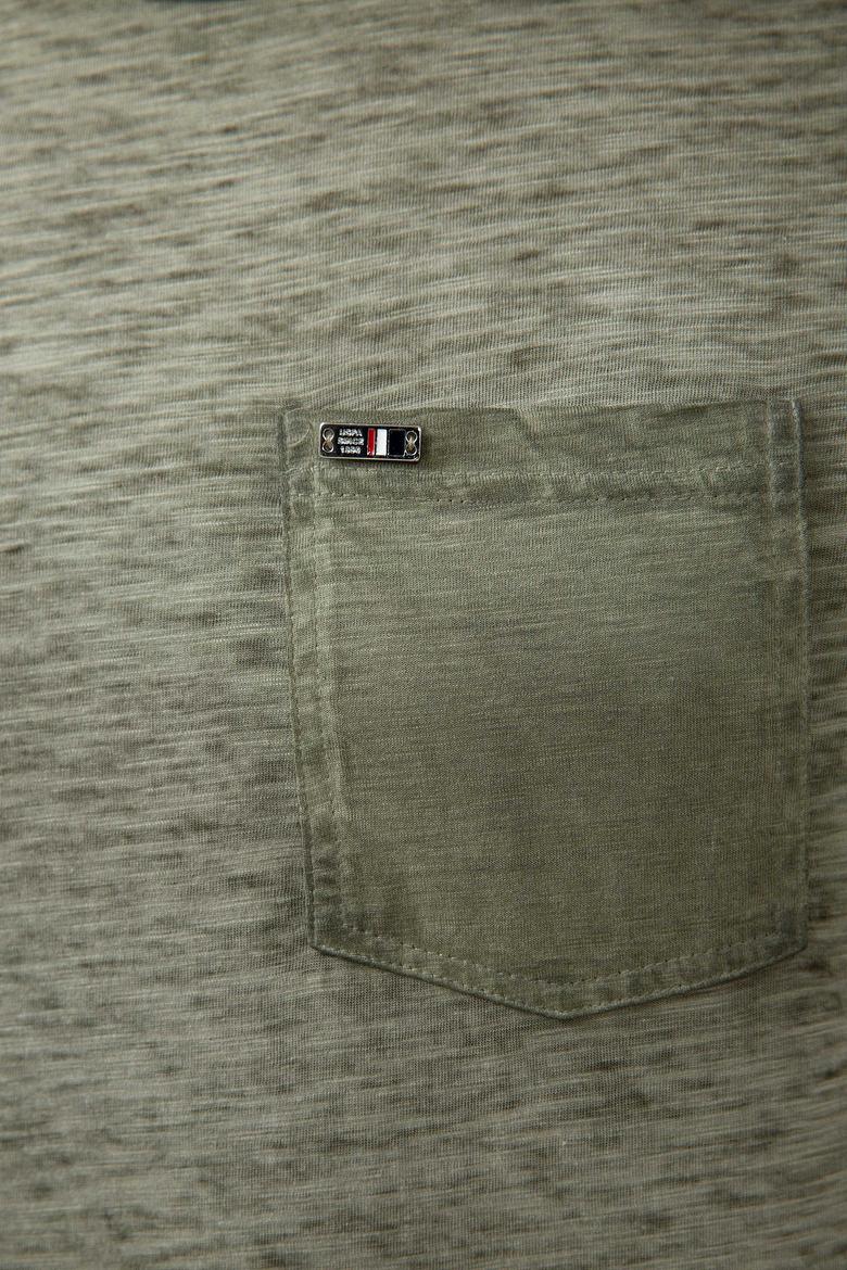 Erkek Koyu Haki Bisiklet Yaka T-Shirt - 50199811031