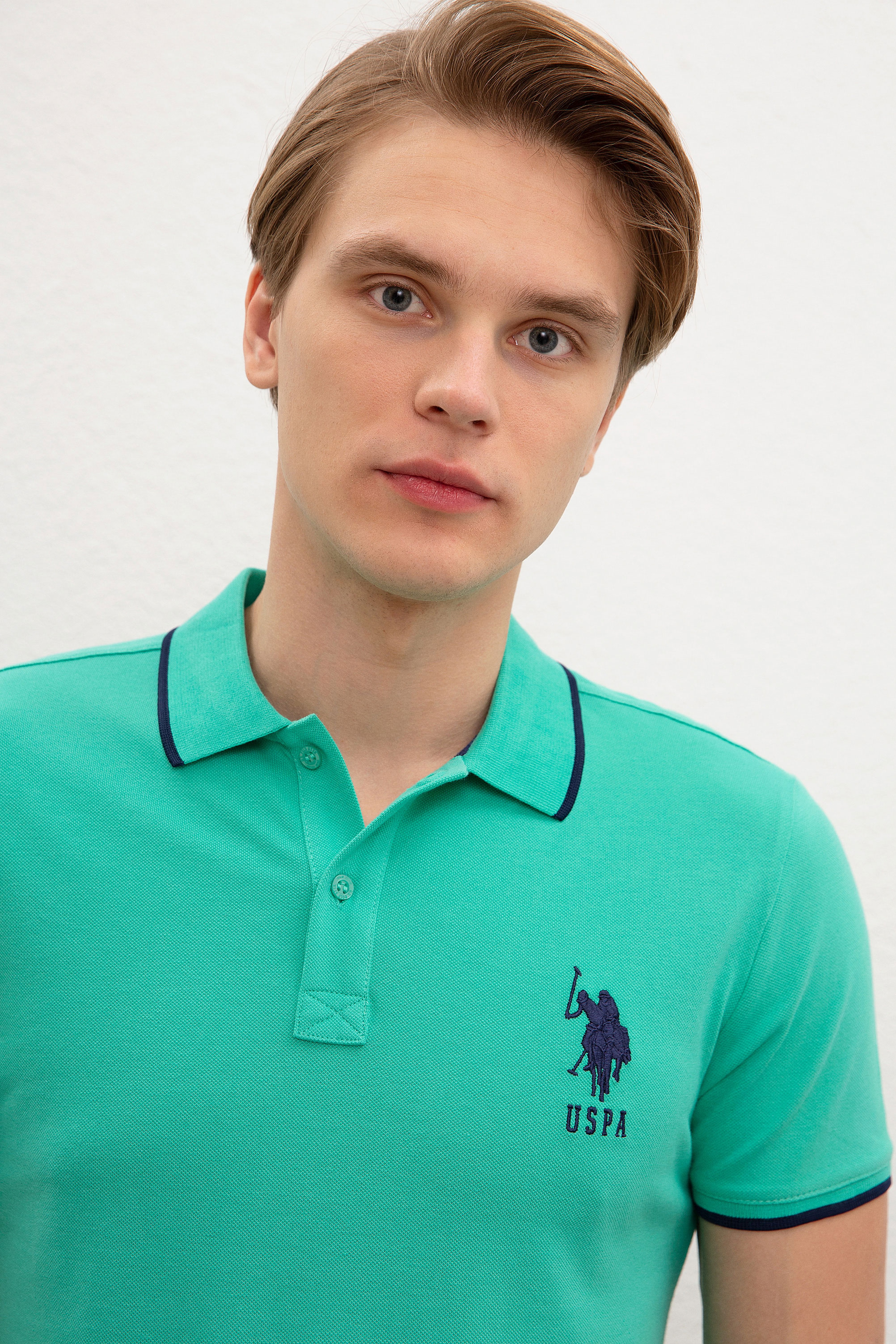 Erkek Mint Yeşili Polo Yaka T-Shirt Basic
