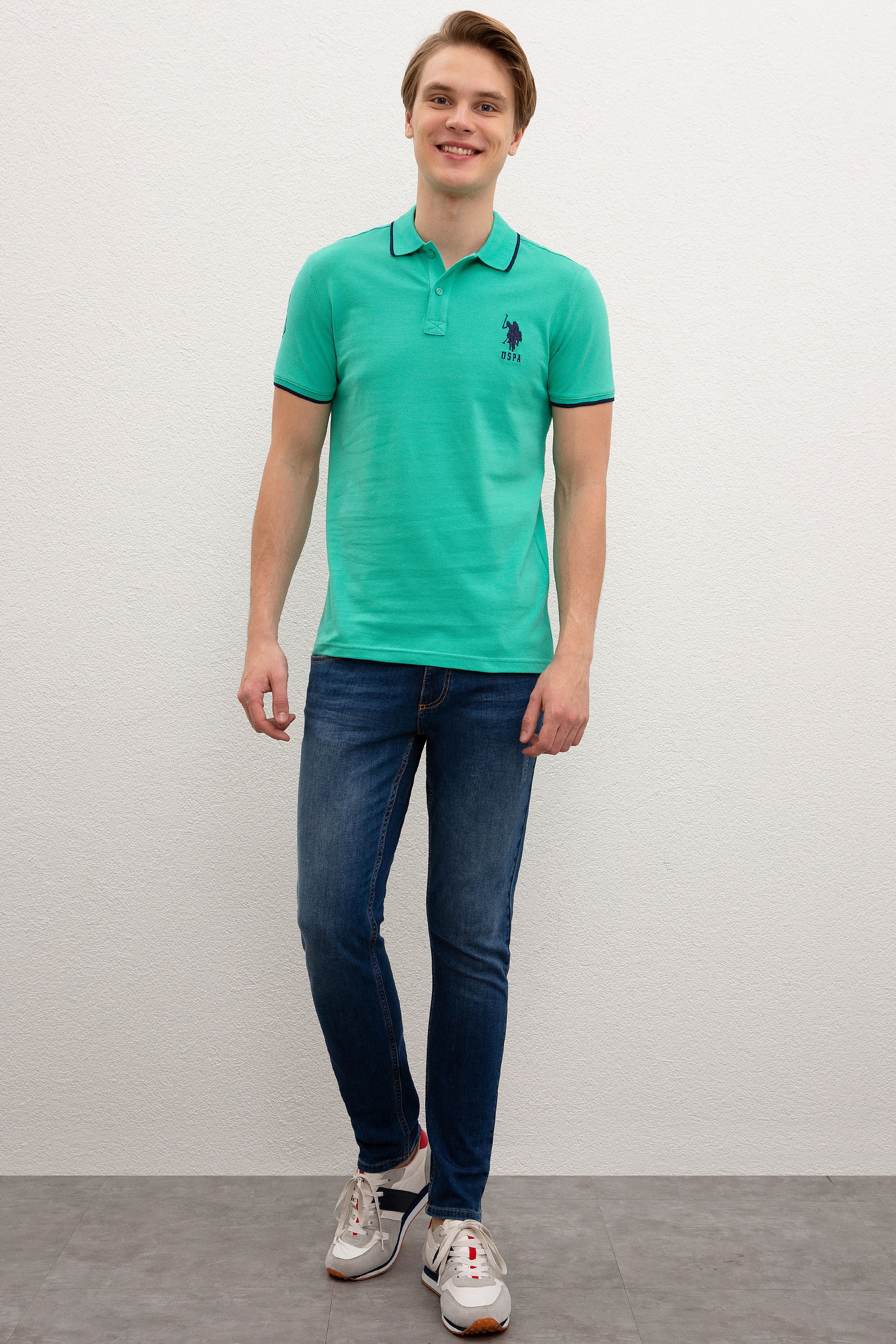 Erkek Mint Yeşili Polo Yaka T-Shirt Basic