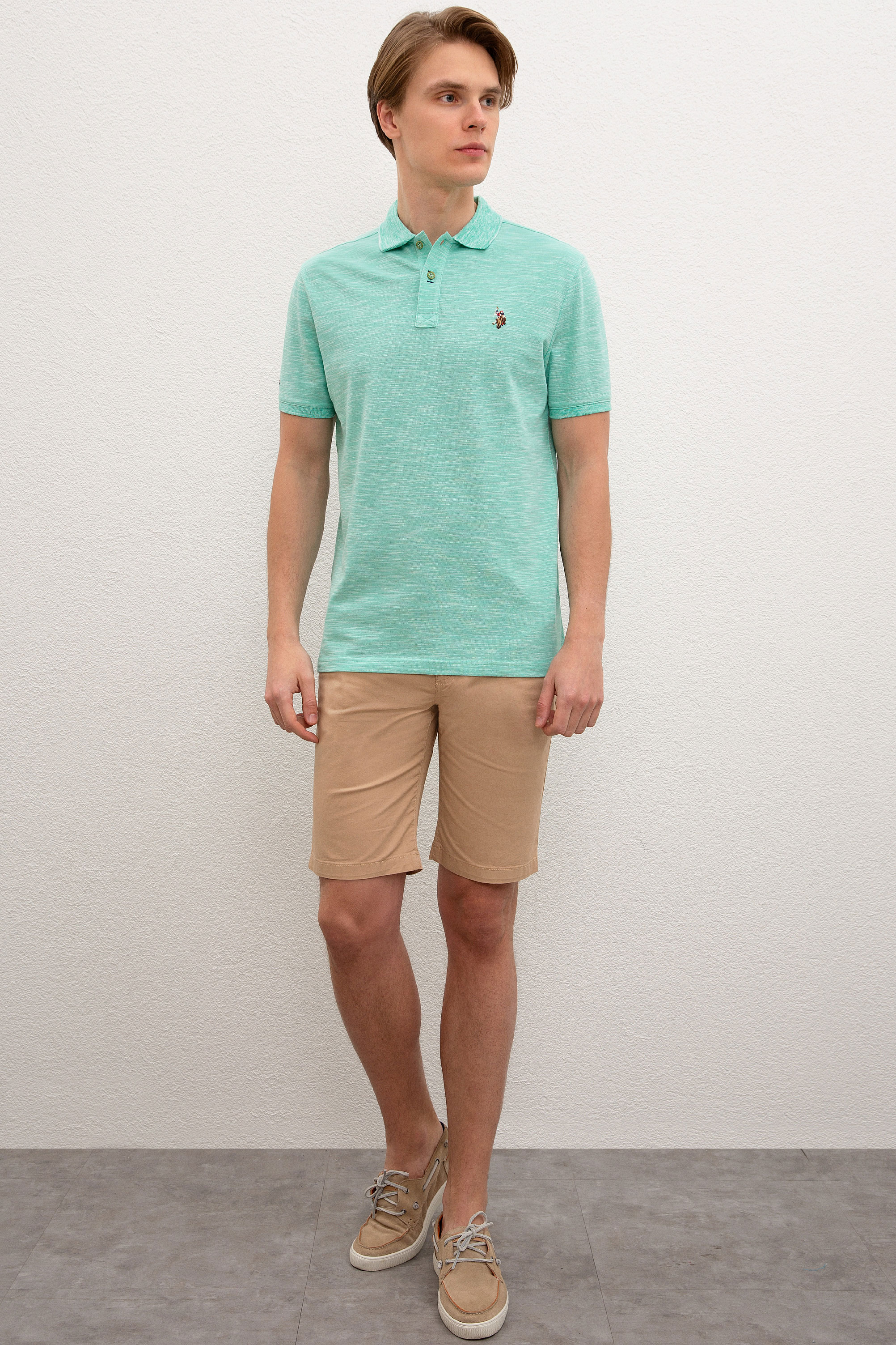 Erkek Mint Yeşili Polo Yaka T-Shirt Basic - Image 4