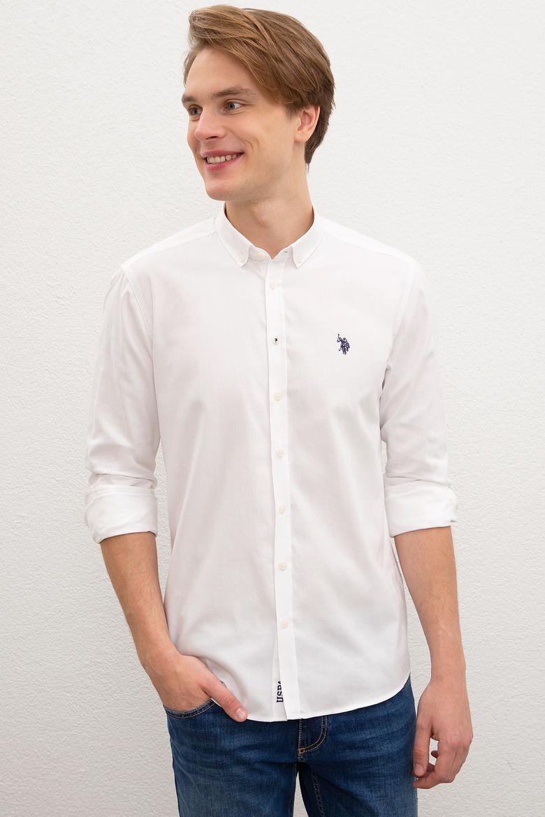 Erkek Beyaz Gömlek Uzunkol Basic