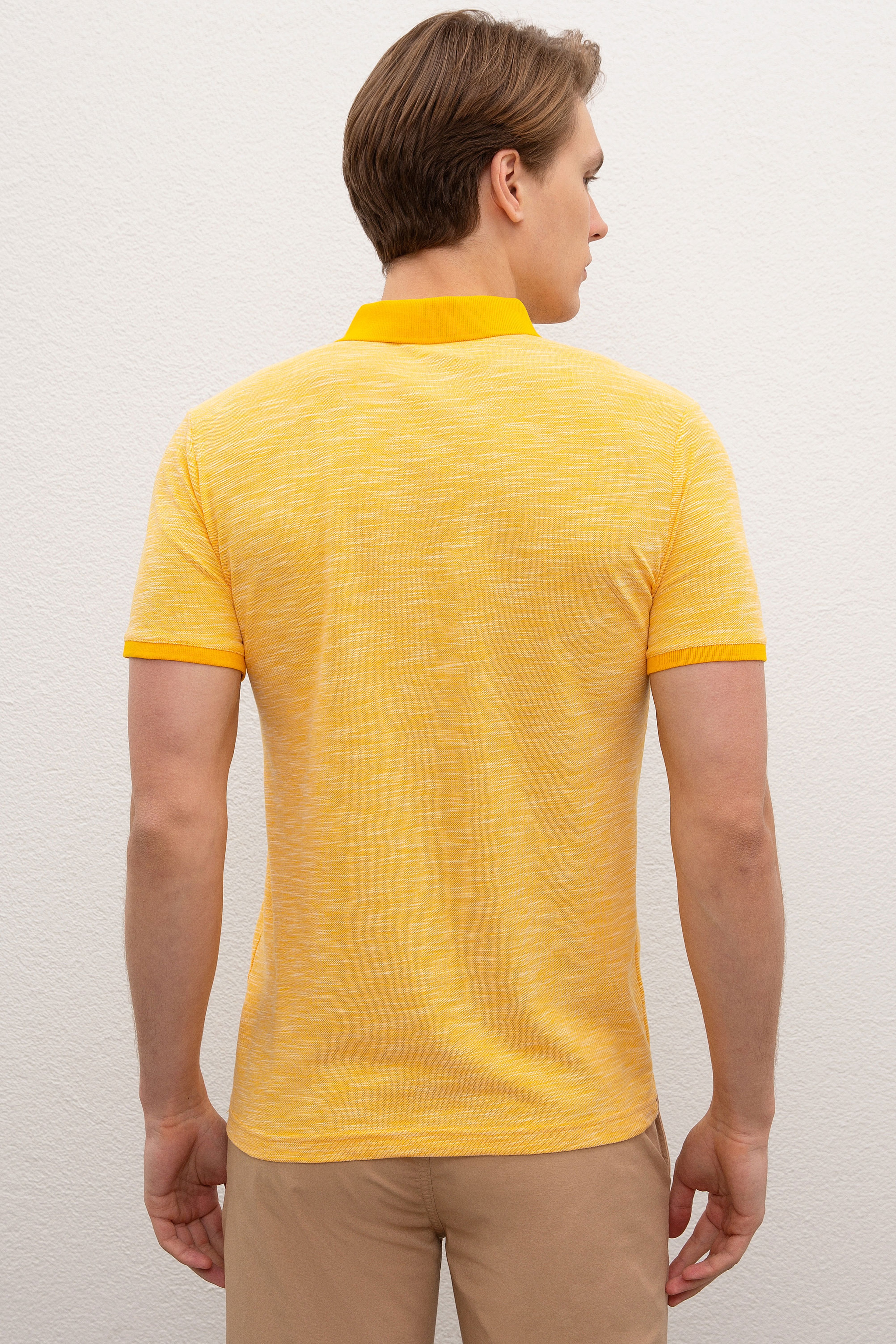 Erkek Koyu Sarı  Polo Yaka T-Shirt - Image 4