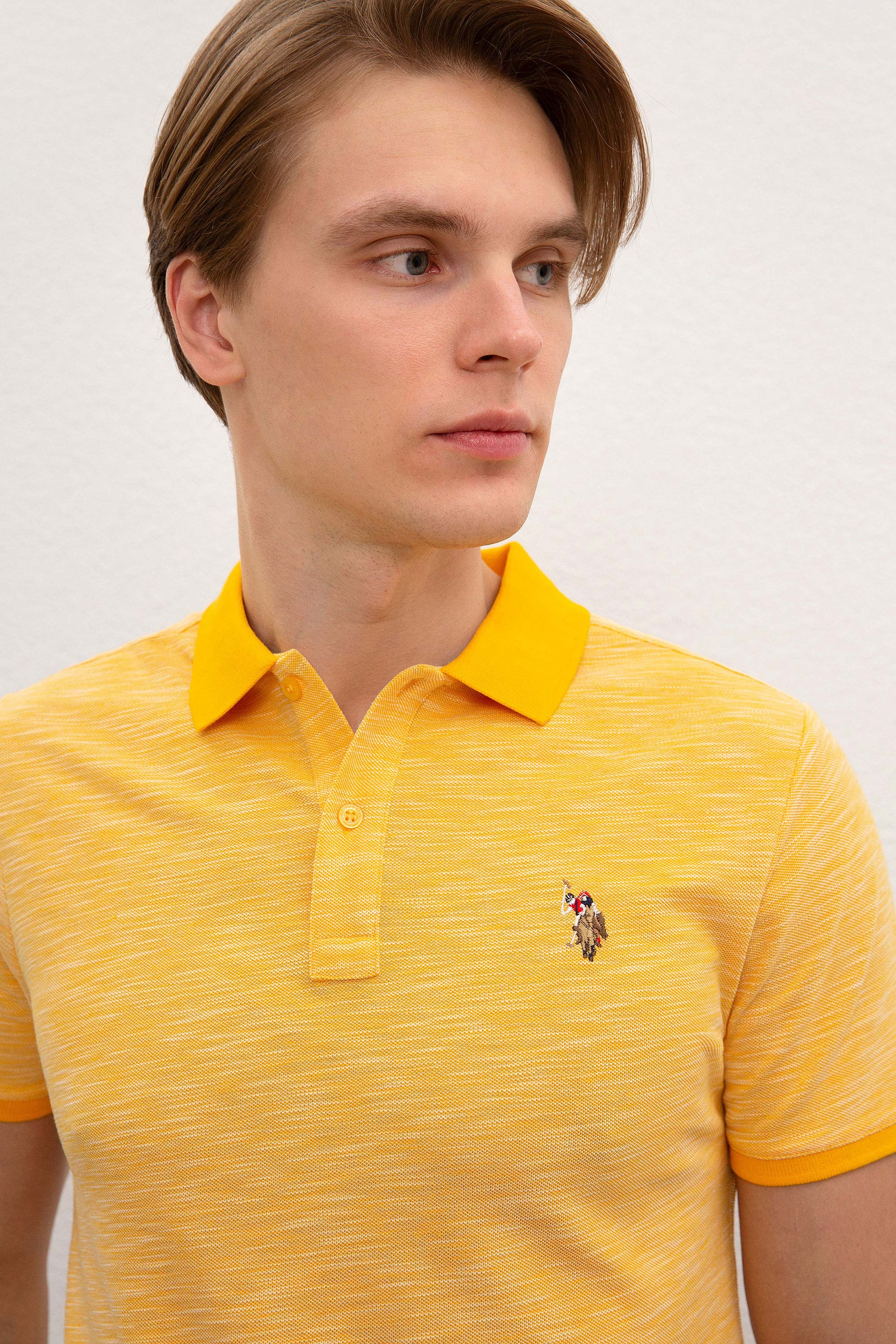 Erkek Koyu Sarı  Polo Yaka T-Shirt - Image 2