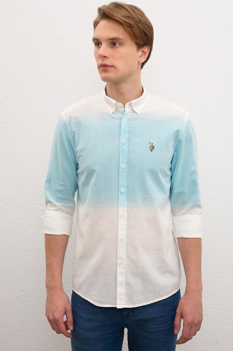 Erkek Mavi Gömlek Uzunkol